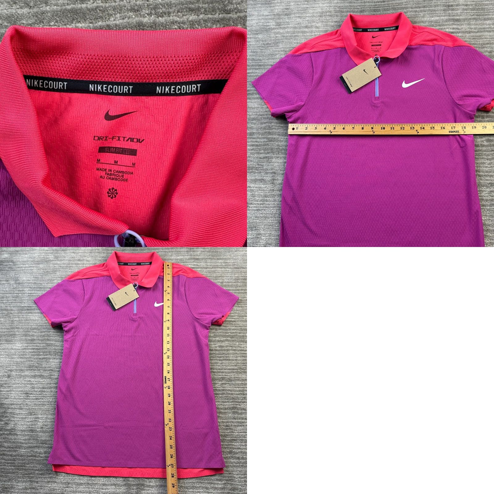 Nike Nike Court Polo Mens M Purple DriFit Tennis Zip Shirt Size US M / EU 48-50 / 2 - 8 Thumbnail