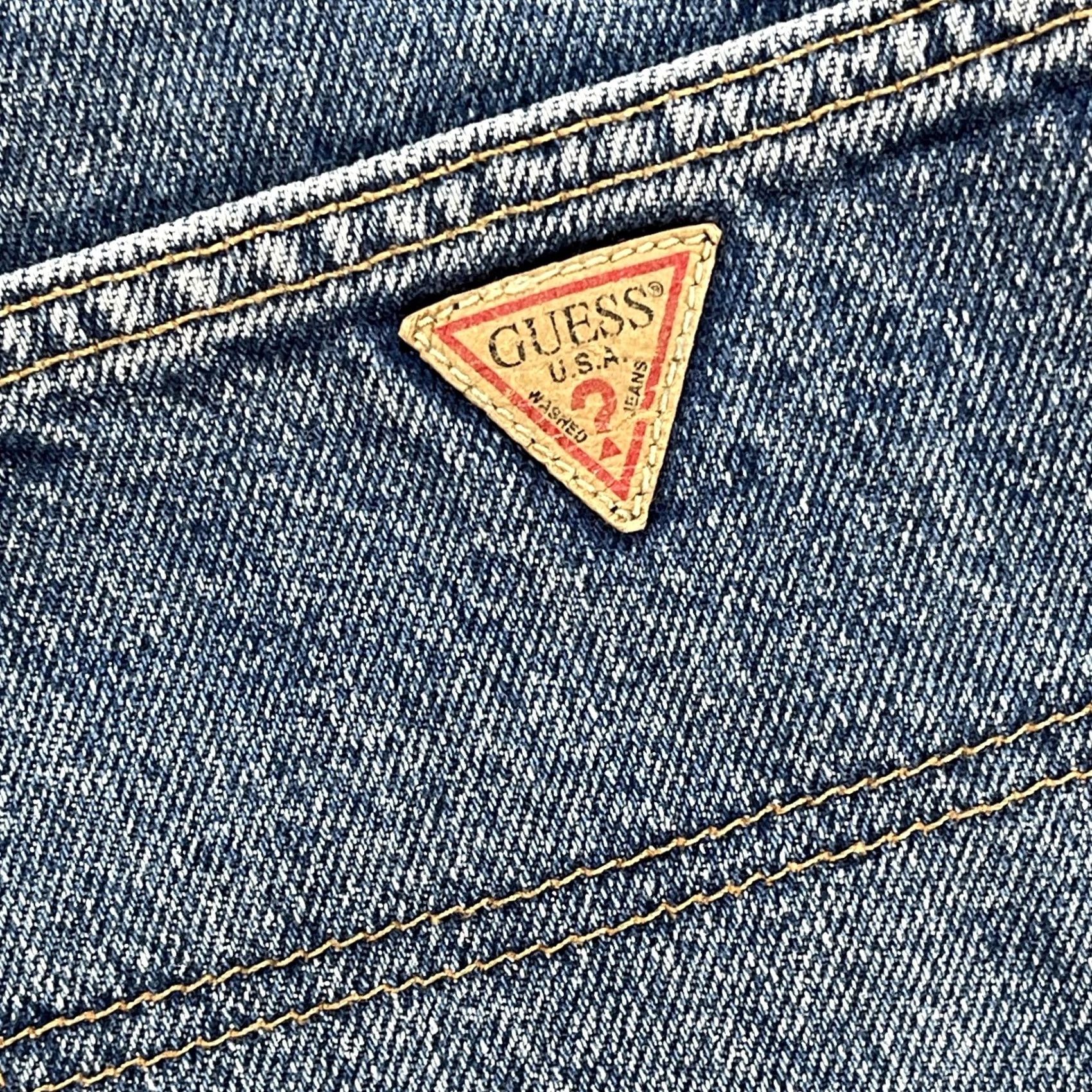 Guess VINTAGE GUESS Jeans Shorts Bermuda Mens 29 Blue Denim Made in USA Triangle Patch 90s Men Casual 29 Blue Denim Shorts Gu ess Jeans Size US 29 - 5 Thumbnail