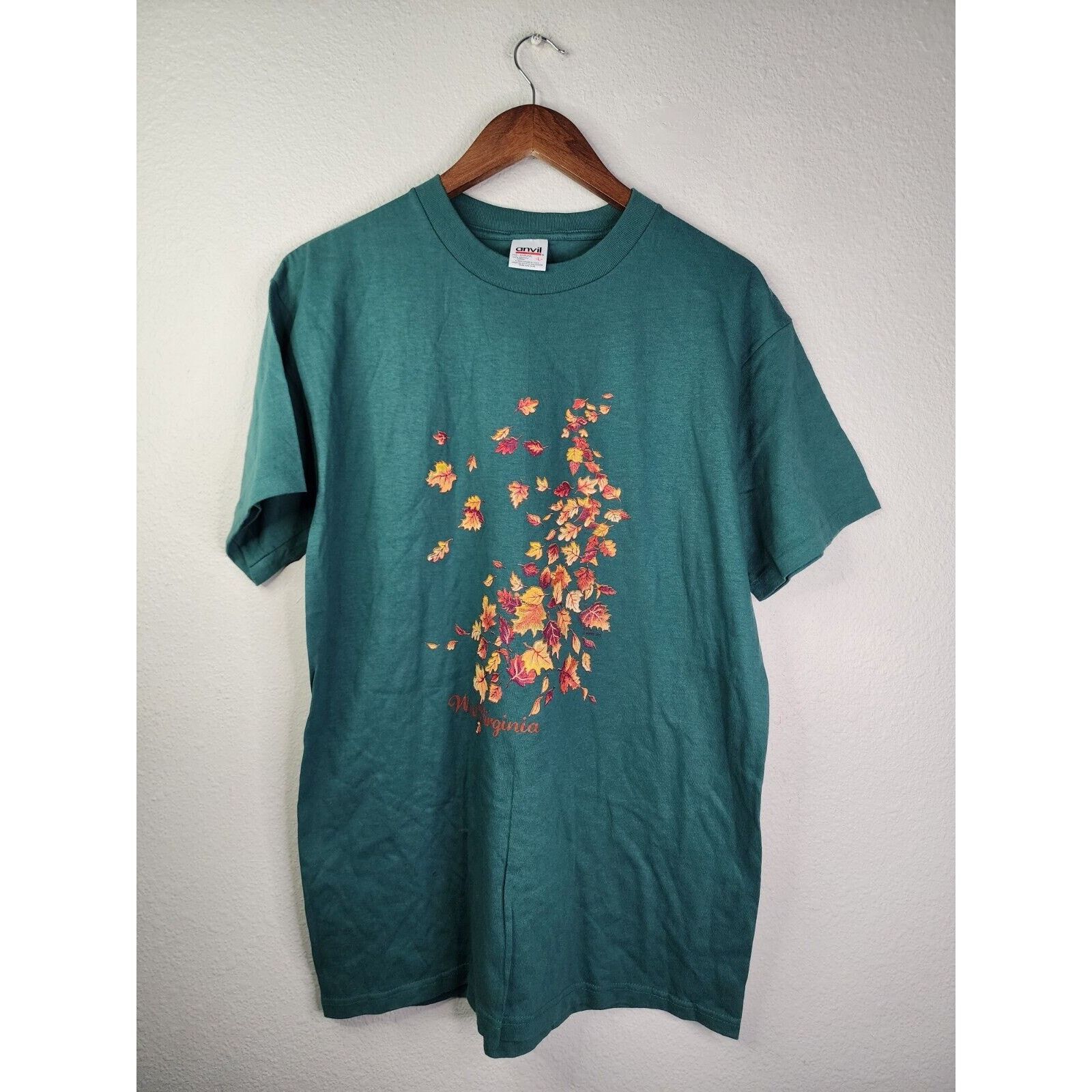 Jerzees Vintage West Virginia Shirt Fall Leave Green T-Shirt Tee VTG Size US L / EU 52-54 / 3 - 1 Thumbnail