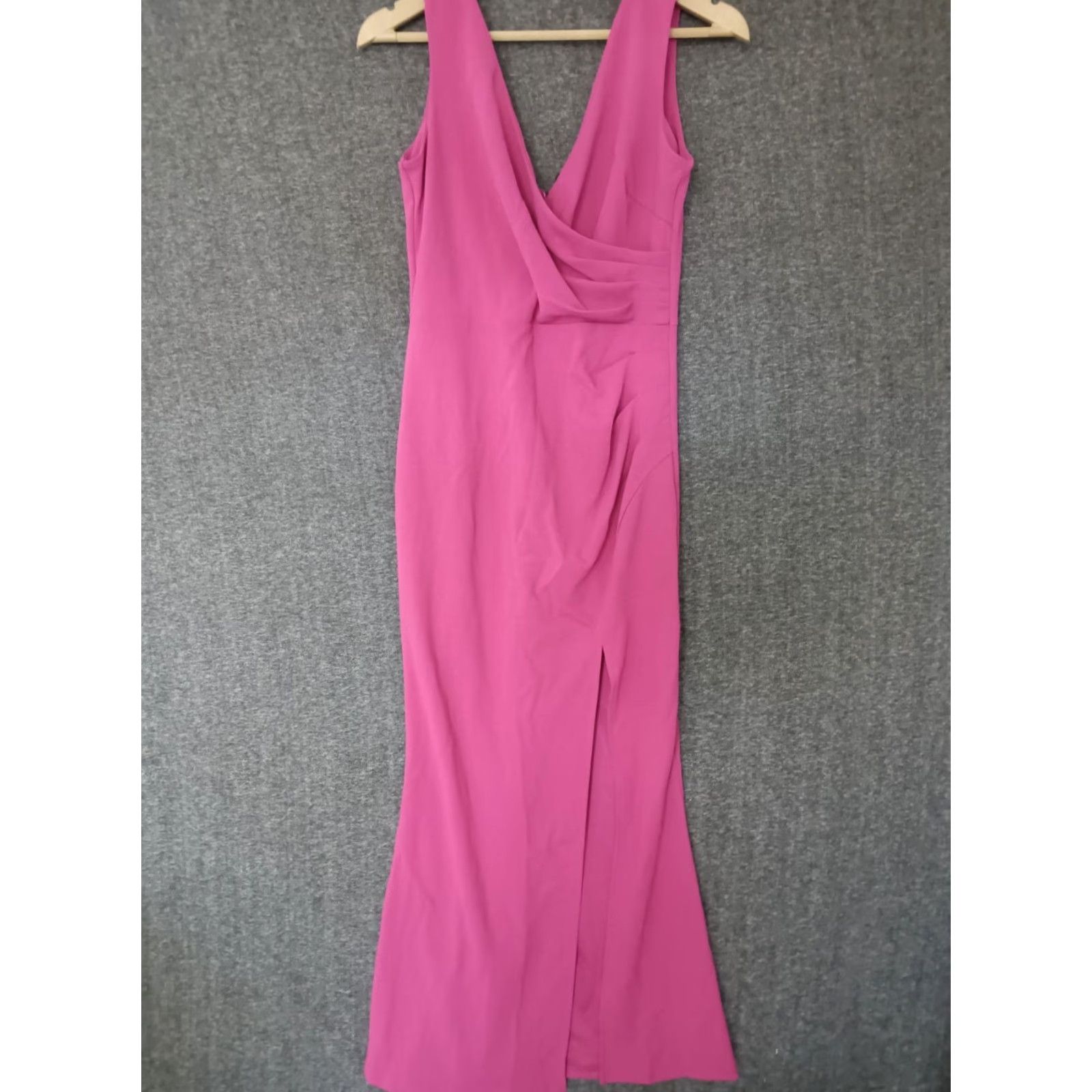 Pinko WOOSEA Pink Sleeveless V-Neck Long Dress for Women M - Evening Cocktail Dress, Formal, Party, Zipper Closure, Polyester Spandex, Solid Pattern Size M / US 6-8 / IT 42-44 - 2 Thumbnail