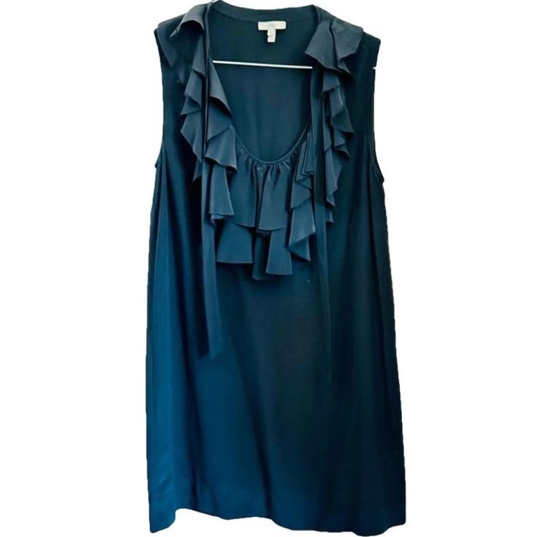 Joie JOIE Black Ruffle Scoop Neck LBD Mini Tank Tie Neck Dress Size S / US 4 / IT 40 - 14 Thumbnail