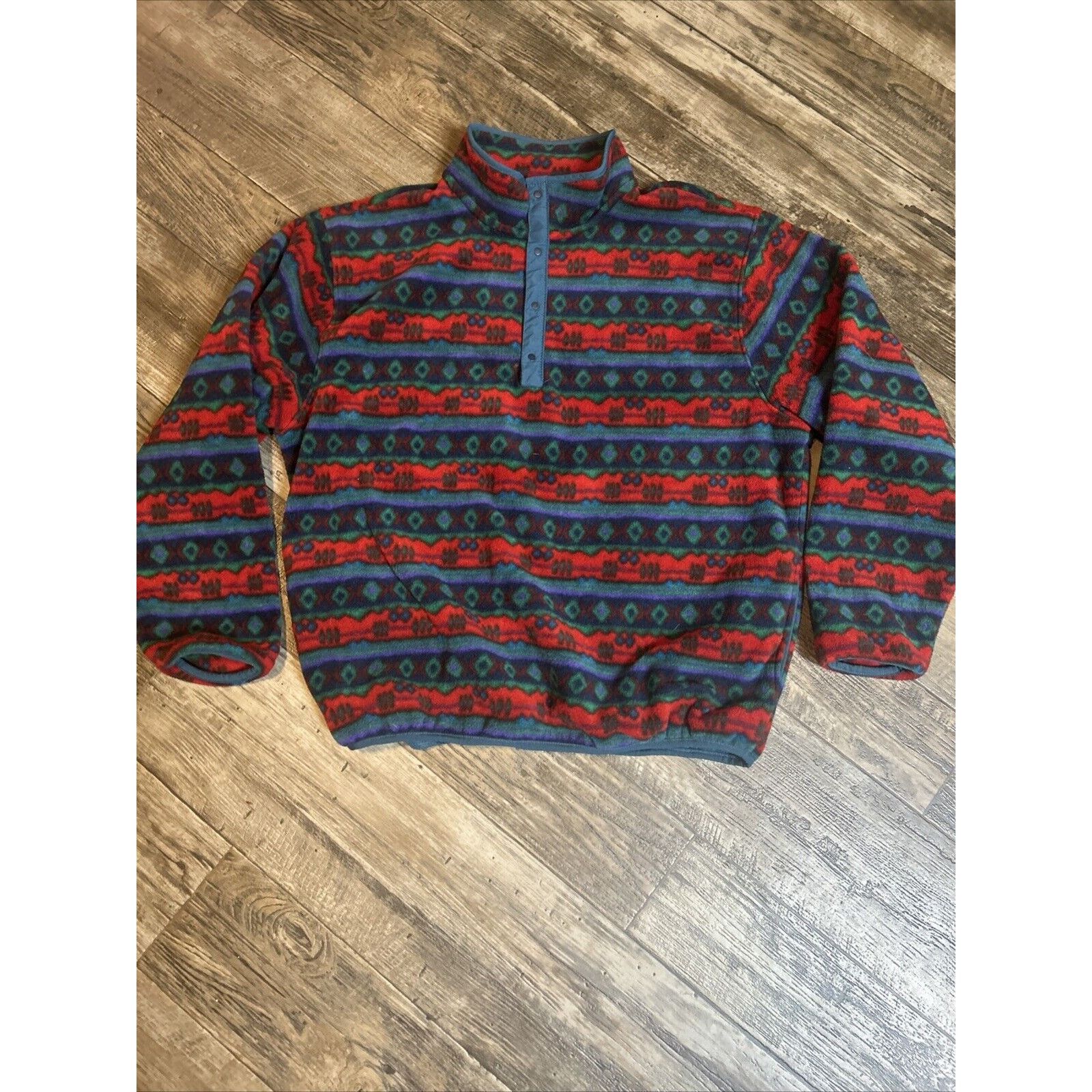 LL Bean Aztec outlet Print Fleece Sweatshirt Pullover size M medium