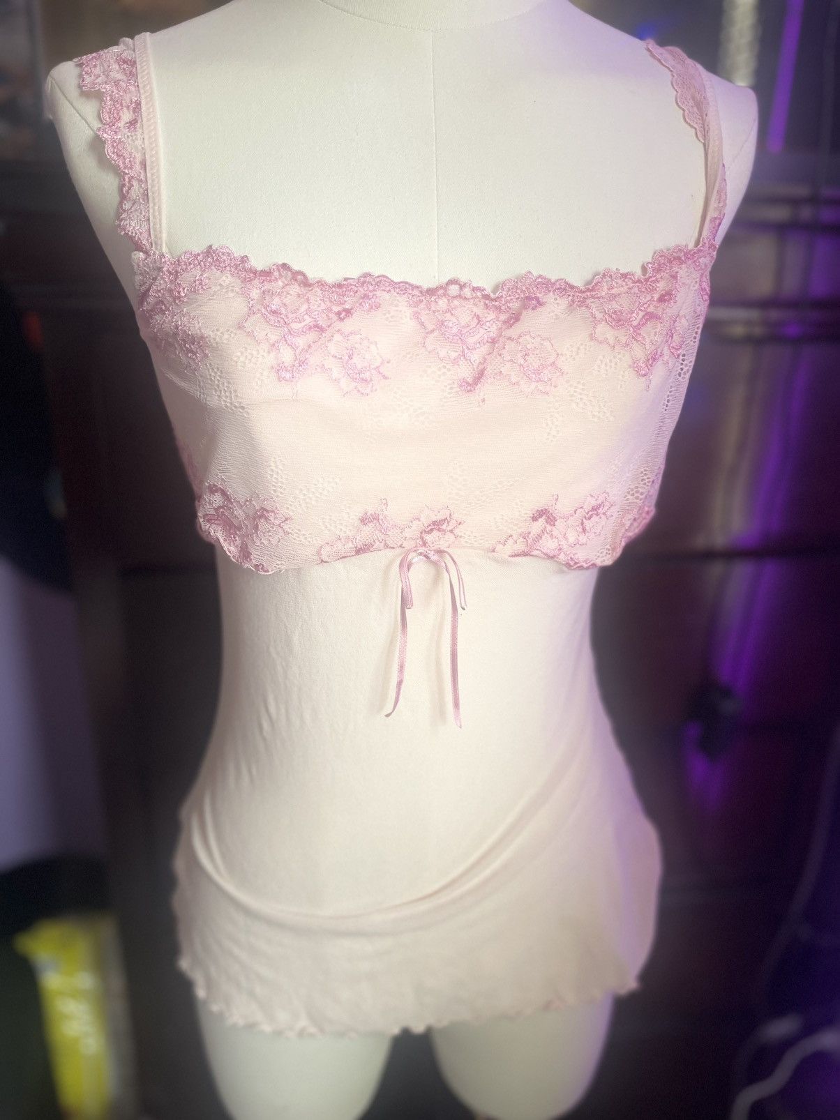 Other Vintage Baby Pink Gilligan O Malley Mesh cami top. Size XL / US 12-14 / IT 48-50 - 2 Thumbnail