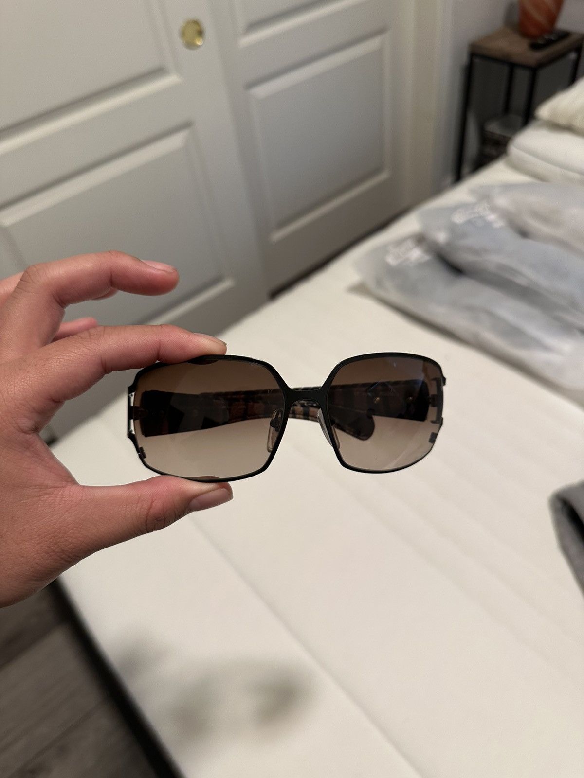 Chrome Hearts Chrome Hearts ‘Poon I’ Brown Camo Silver Scroll Logo Glasses Size ONE SIZE - 11 Thumbnail