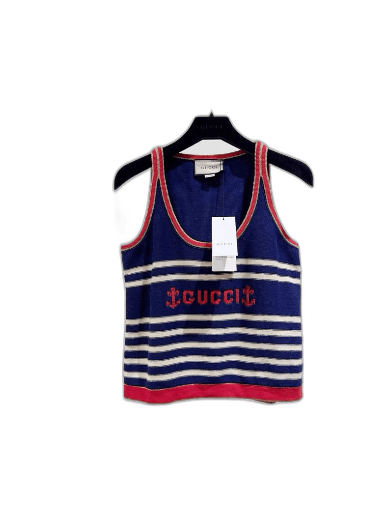 Gucci Gucci Anchor Striped Tank Top Size L / US 10 / IT 46 - 1 Thumbnail