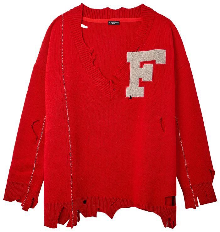 Raf Simons Raf Simons Redux Oversized Destroyed V-Neck Sweater Size US XXL / EU 58 / 5 - 1 Thumbnail