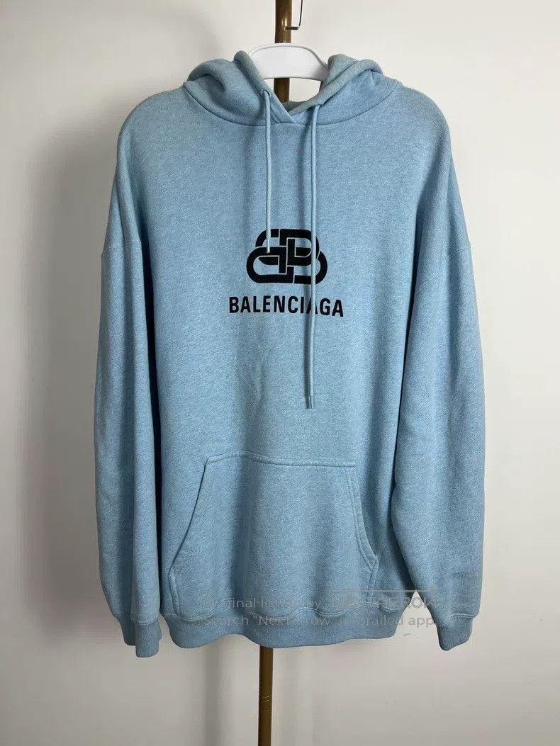 Balenciaga Balenciaga Haze Blue Hooded Sweatshirt Size US L / EU 52-54 / 3 - 1 Thumbnail