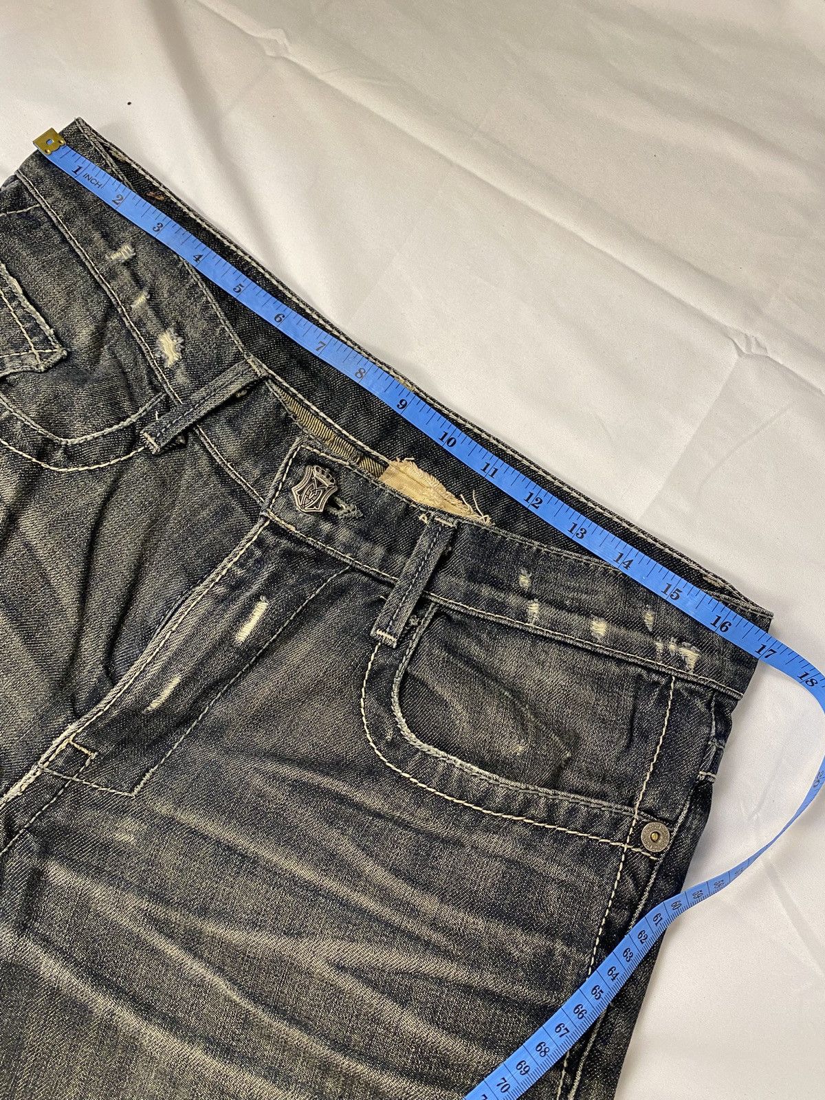 Japanese Brand ✨ Archive Monarchy Britain 🇬🇧 Flag Flared Washed Jeans Denim Size US 34 / EU 50 - 20 Thumbnail