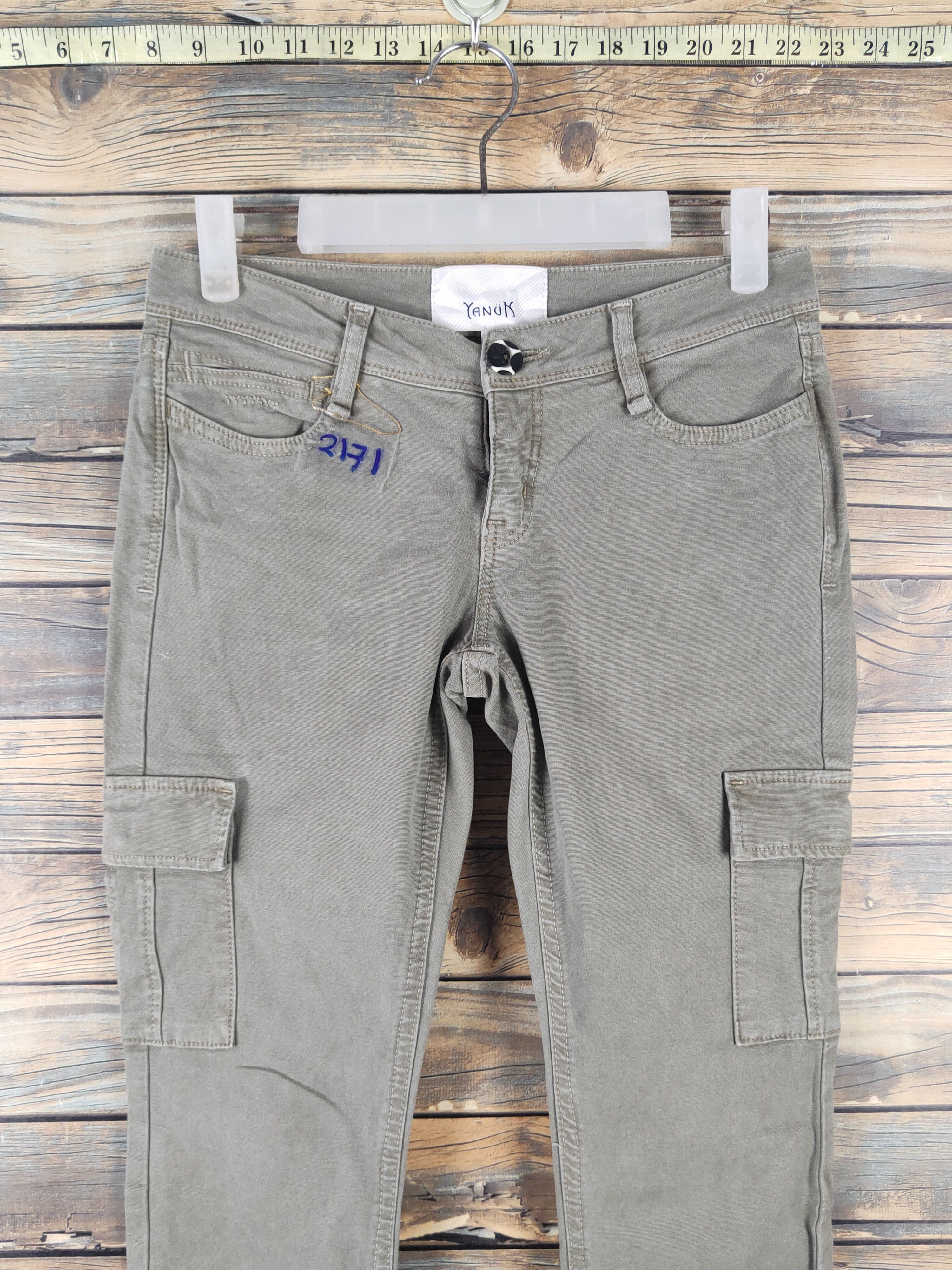 Japanese Brand DL Yanuk Army Green Multipocket Cargo Pants #2171 Size 27" / US 4 / IT 40 - 2 Thumbnail