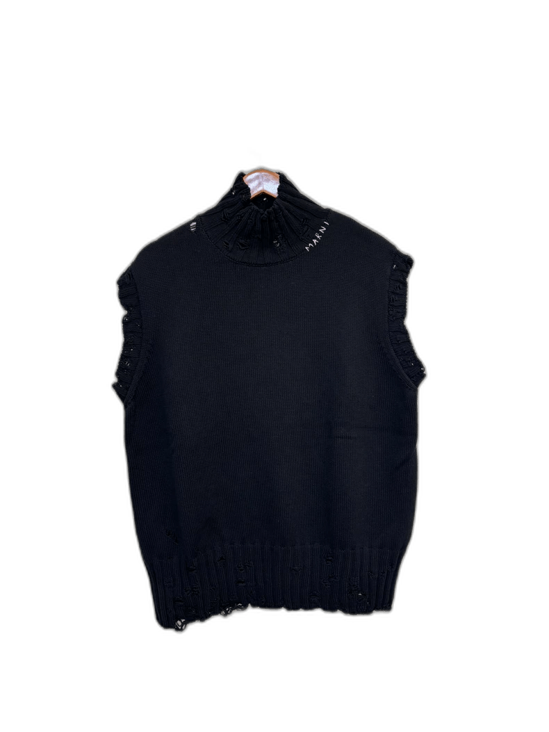 Marni Marni Sleeveless Knit Vest With Distressed Design Size US L / EU 52-54 / 3 - 1 Thumbnail