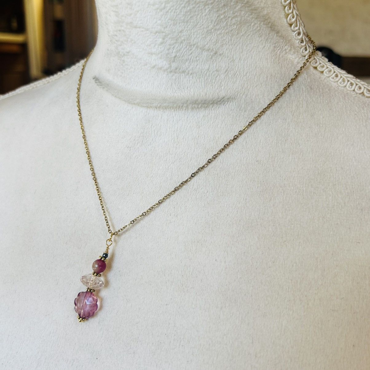 Handmade Handcrafted floral glass crystal elbaite hematite set Size ONE SIZE - 6 Thumbnail