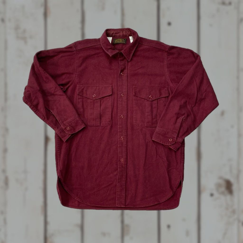 Eddie Bauer VINTAGE Eddie Bauer Red Long Sleeve Button Up Chamois Shirt Mens L Size US L / EU 52-54 / 3 - 1 Thumbnail