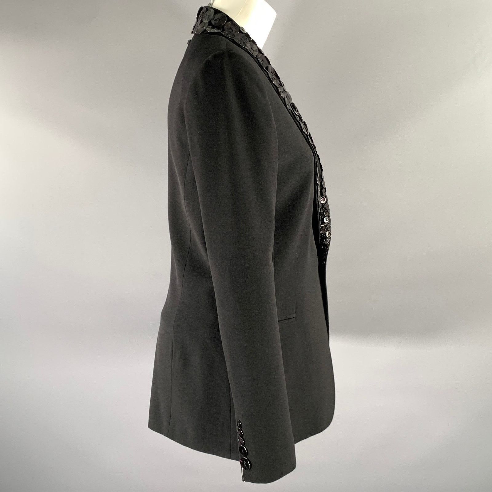 Jean Paul Gaultier JEAN PAUL GAULTIER Black Virgin Wool Button Shawl Blazer Size L / US 10 / IT 46 - 3 Thumbnail