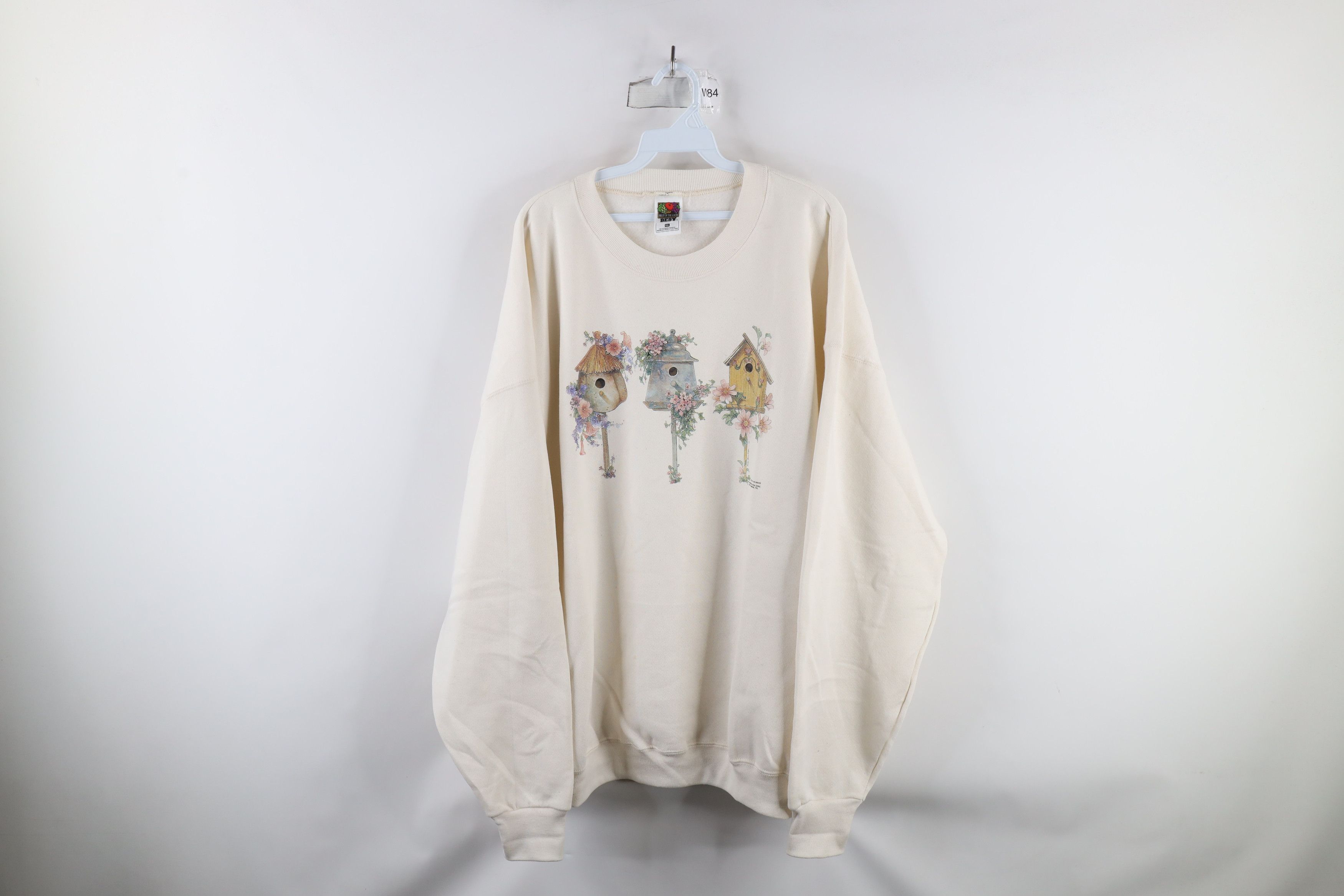 Vintage Vintage 90s Country Primitive Crewneck Sweatshirt Cream Size XXL / US 16-18 / IT 52-54 - 1 Thumbnail