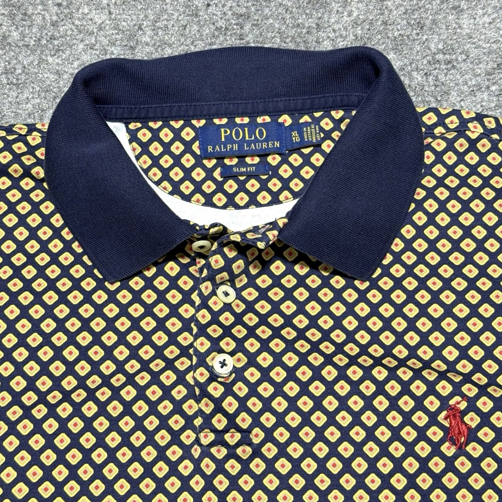 Polo Ralph Lauren Polo Ralph Lauren Polo Shirt Mens XL Classic Fit Blue Yellow Diamond Geometric Red Pony」 Size US L / EU 52-54 / 3 - 2 Thumbnail