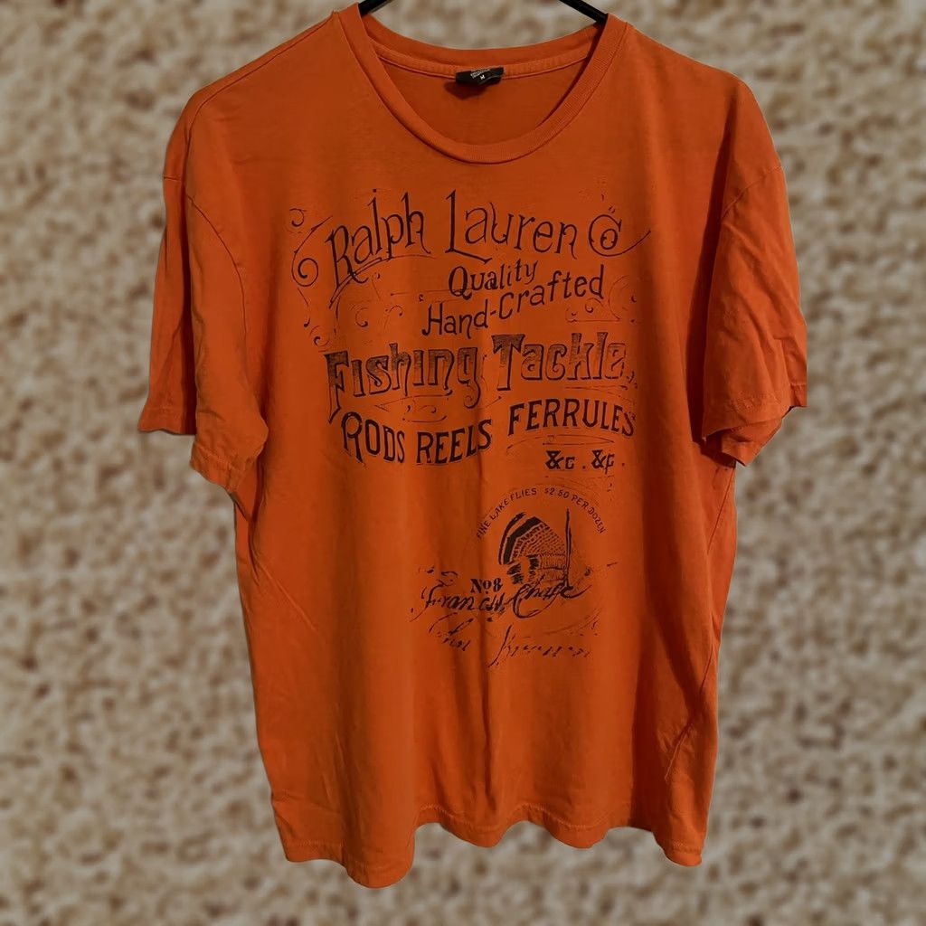 Polo Ralph Lauren VINTAGE Polo Ralph Lauren T-Shirt Orange Medium Fishing Tackle Rods Reel Men's Size US M / EU 48-50 / 2 - 1 Thumbnail