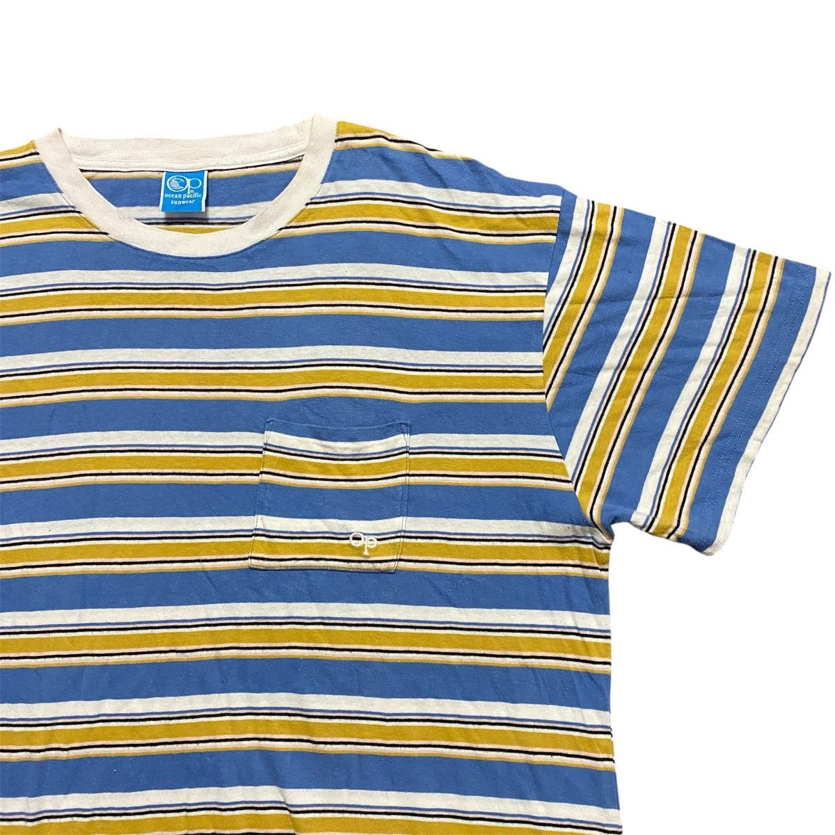 Ocean Pacific × Vintage Vintage OP Ocean Pacific Casual Stripe Tshirt Size US XL / EU 56 / 4 - 2 Thumbnail
