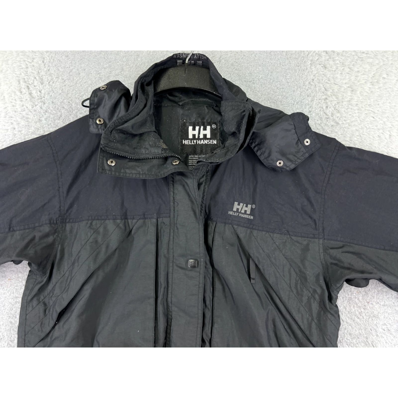 Helly Hansen VINTAGE Helly Hansen Jacket Womens Medium Black Gray Nylon Shell Hooded Full Zip READ Size M / US 6-8 / IT 42-44 - 4 Thumbnail