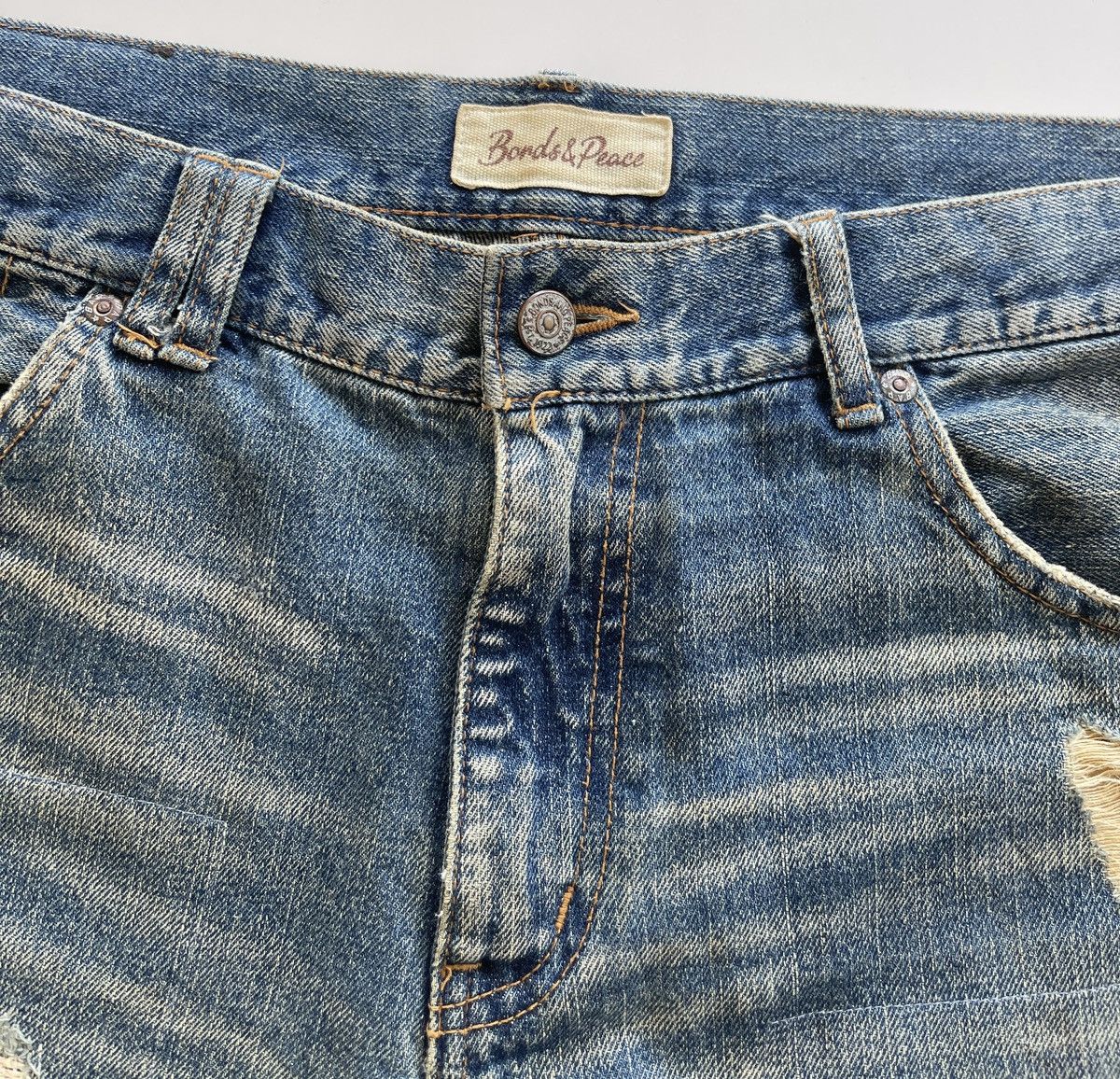 Japanese Brand Vintage Bonds & Peace Ripped Distressed Jeans Size US 34 / EU 50 - 10 Thumbnail