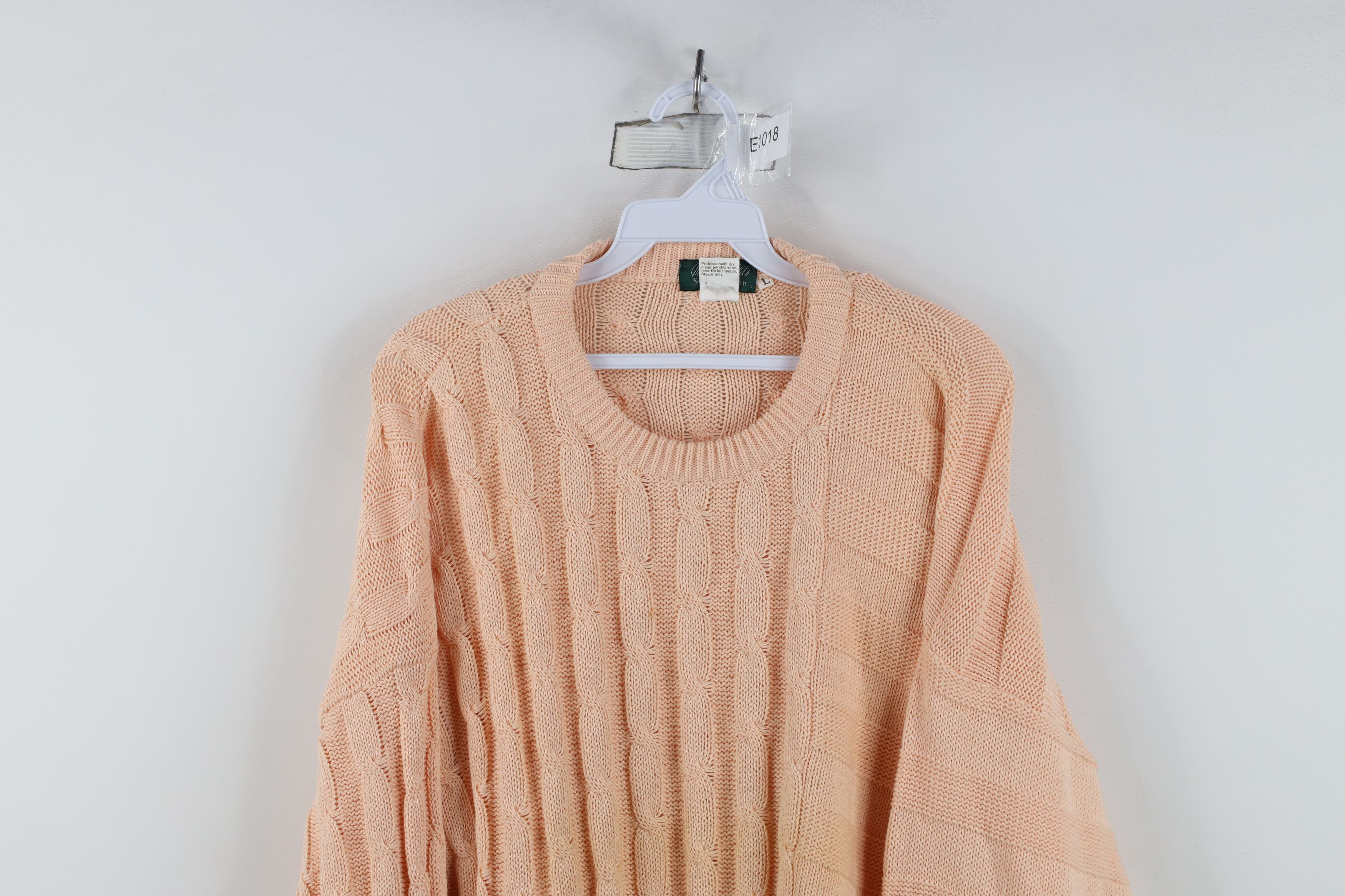 Vintage Vintage 90s Streetwear Cotton Chunky Cable Knit Sweater Pink Size US L / EU 52-54 / 3 - 2 Thumbnail