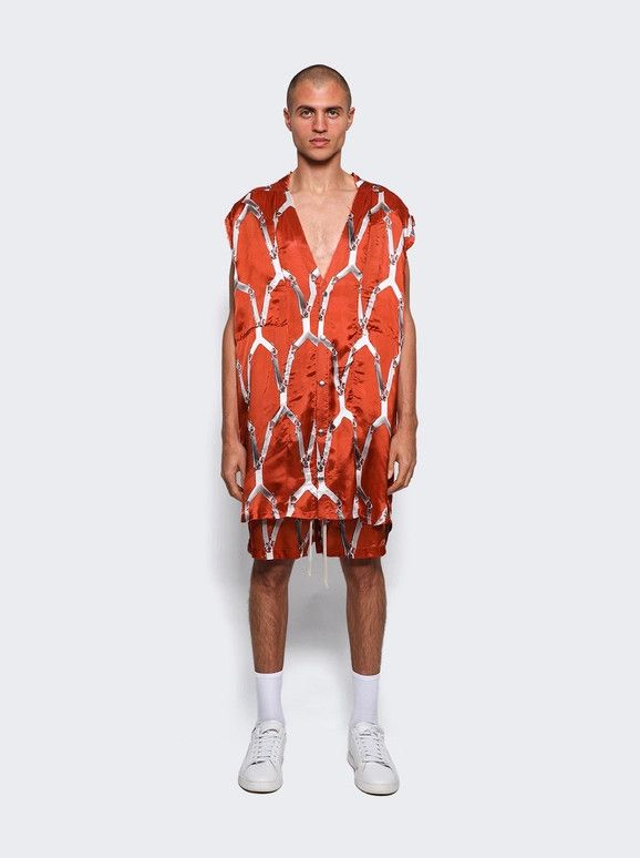 Rick Owens o1y0325 Patterned Shirt in Orange/Silver Size US M / EU 48-50 / 2 - 1 Thumbnail