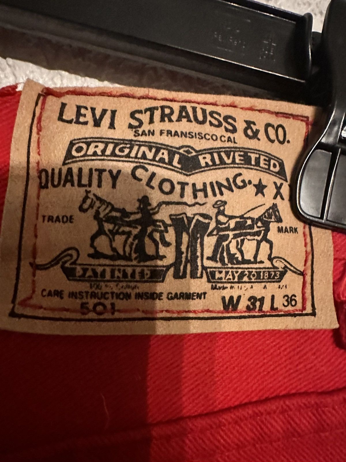 Levi's Levi’s 501 Red Denim Made in USA Late 80s / Early 90sW31 L36 Size US 31 - 4 Thumbnail