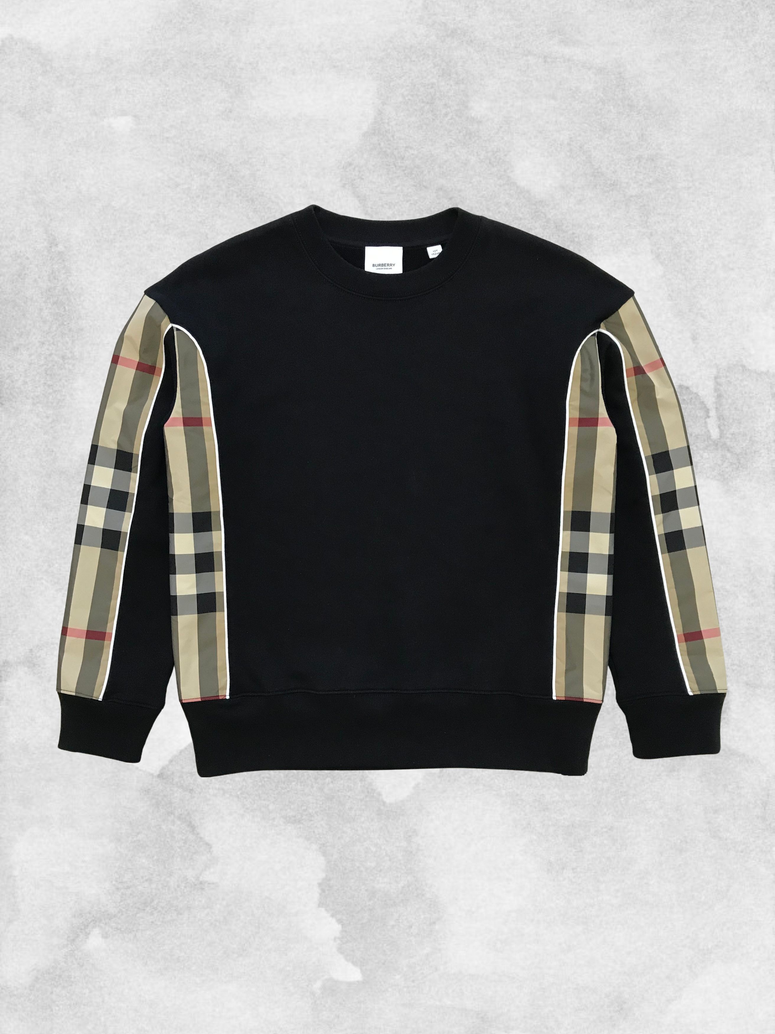 Burberry BURBERRY Sweatshirt Check Panel Cotton Nova Crewneck Black Size S / US 4 / IT 40 - 15 Thumbnail