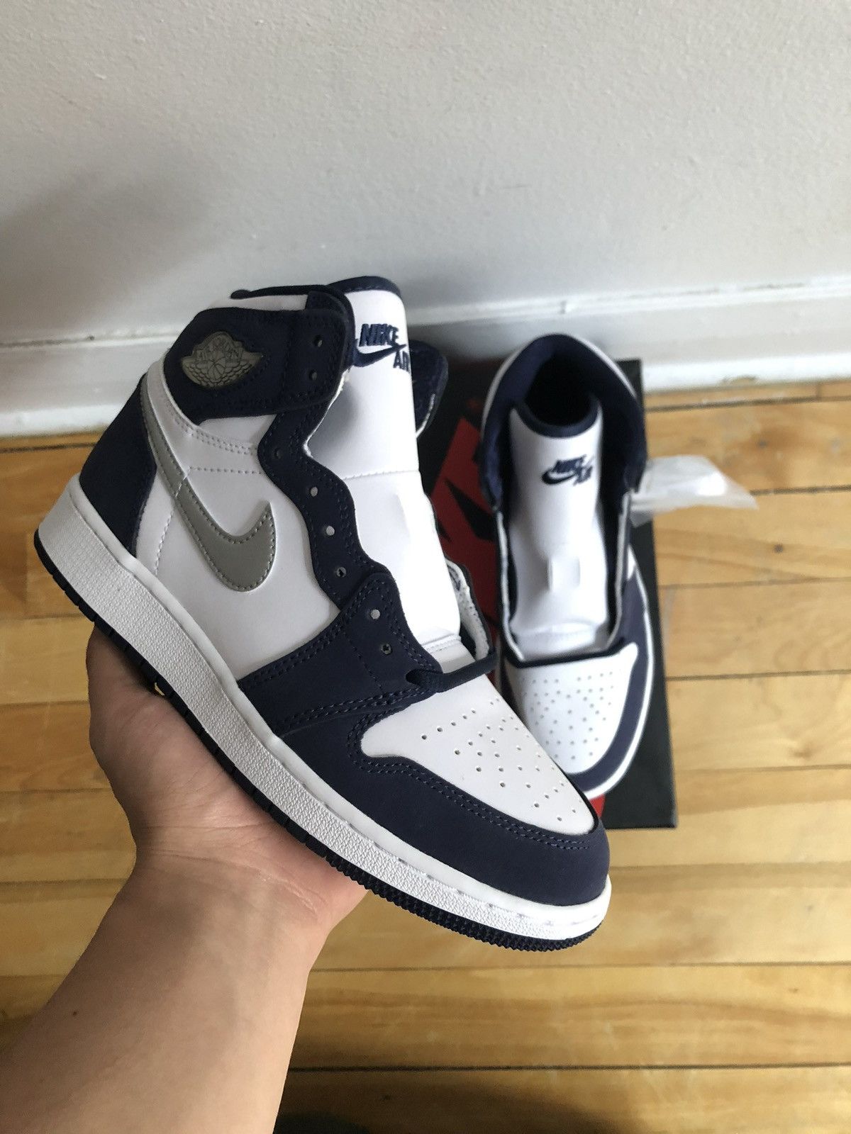 Jordan Brand × Nike JORDAN 1 MIDNIGHT NAVY JOCO GS Size US 7 / IT 37 - 2 Thumbnail