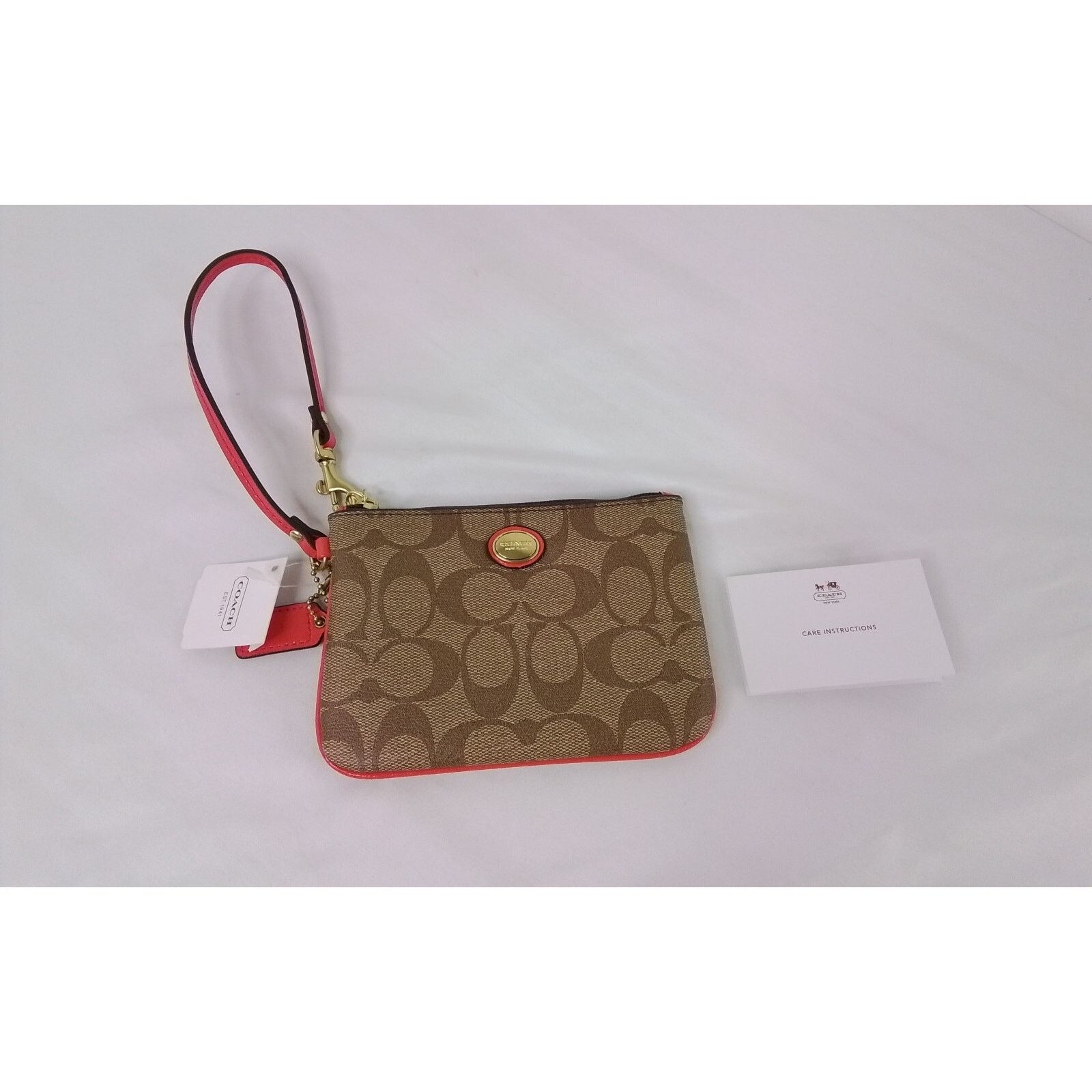 Coach Coach Wristlet Signature C Purse Khaki/Persimmon NWT Size ONE SIZE - 2 Thumbnail