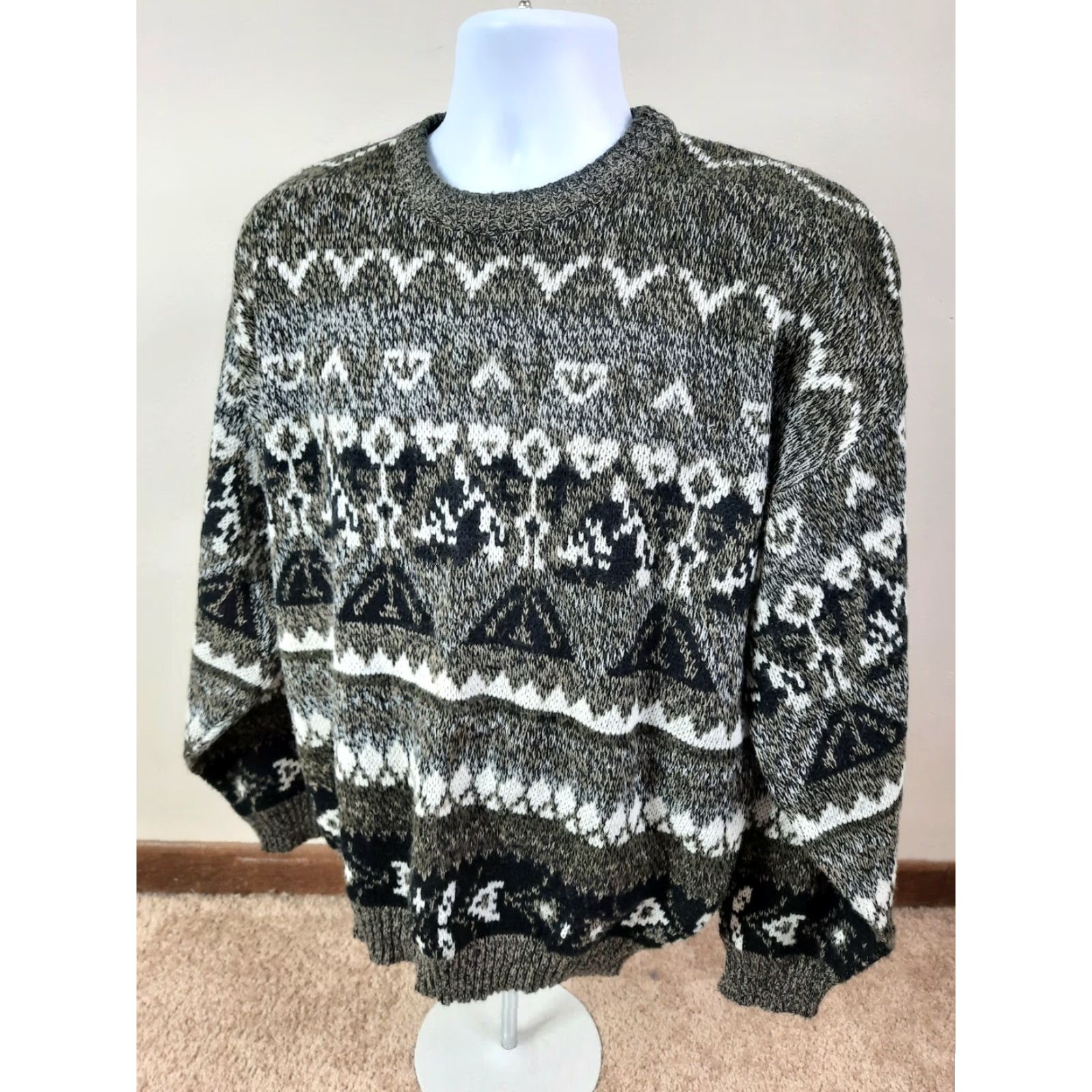 Vintage VINTAGE City Streets Sweater Fair Isle Pullover Men's Large L VTG 80s 90s S6C Size US L / EU 52-54 / 3 - 3 Thumbnail