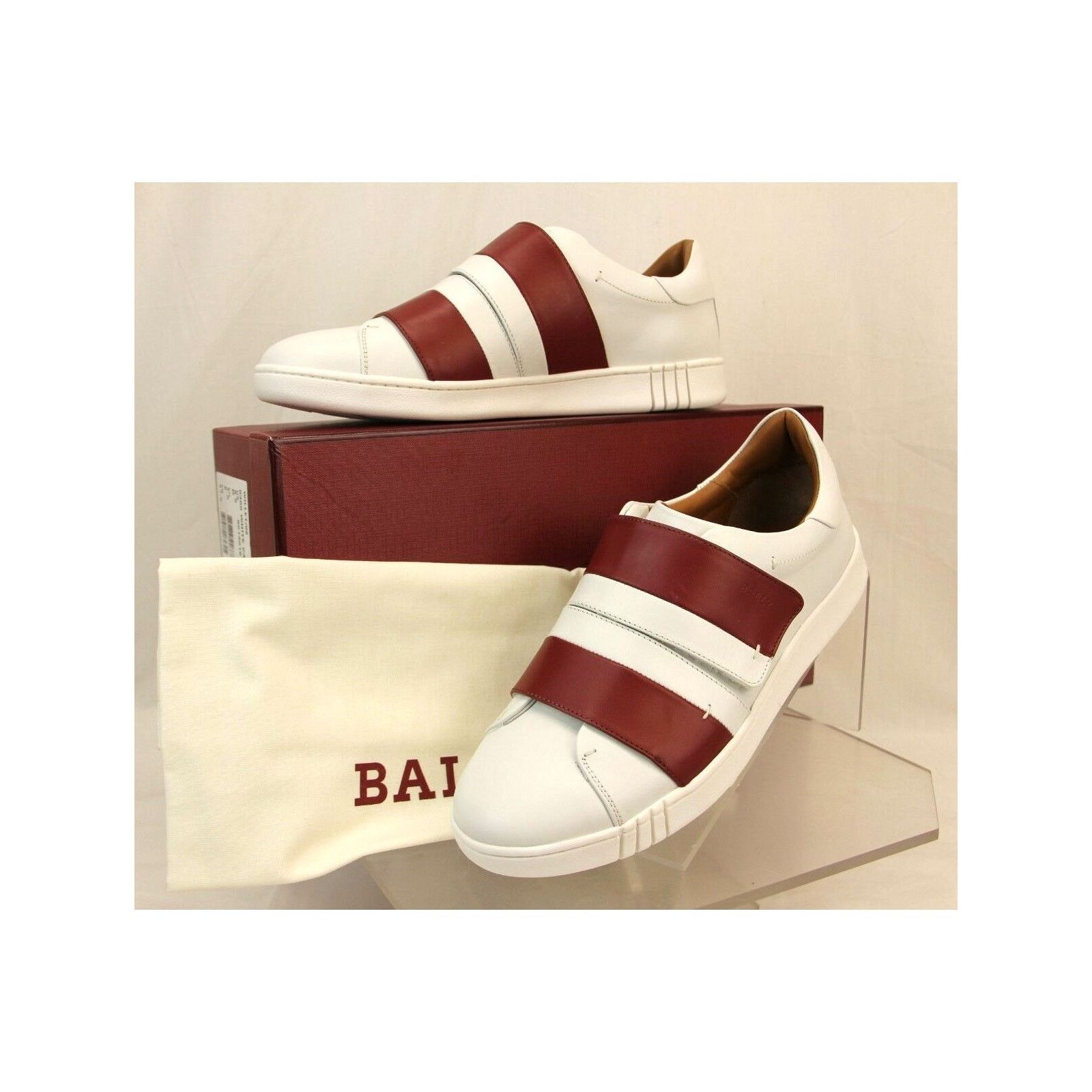 Bally 6213016 WILLET WHITE RED LEATHER LOGO SWISS SNEAKERS 11 44 Size US 11 / EU 44 - 1 Thumbnail