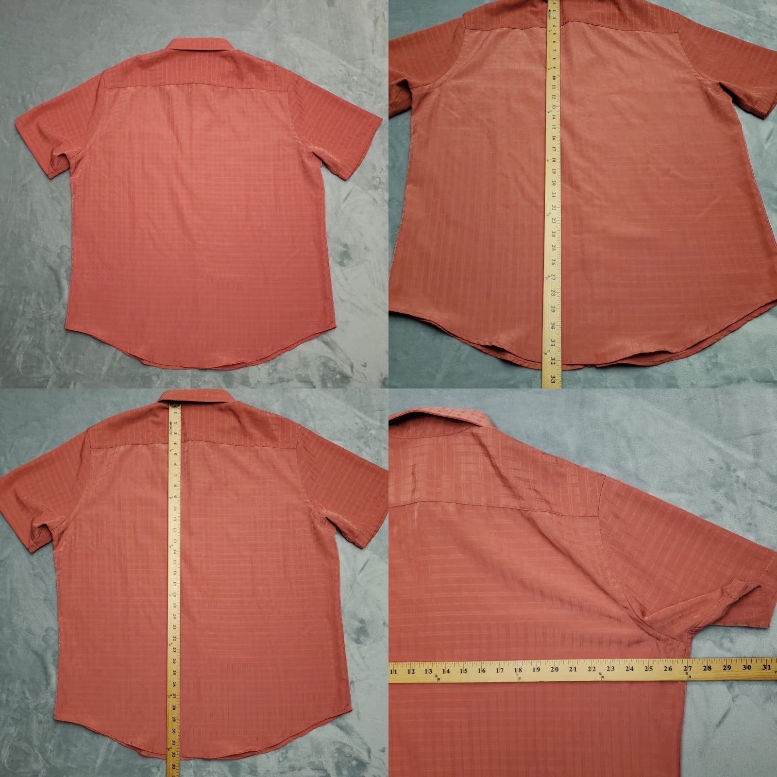 Croft & Barrow Croft Barrow Easy Care Shirt Mens XL Salmon Textured Check Short Sleeve Shirt Size US XL / EU 56 / 4 - 8 Thumbnail
