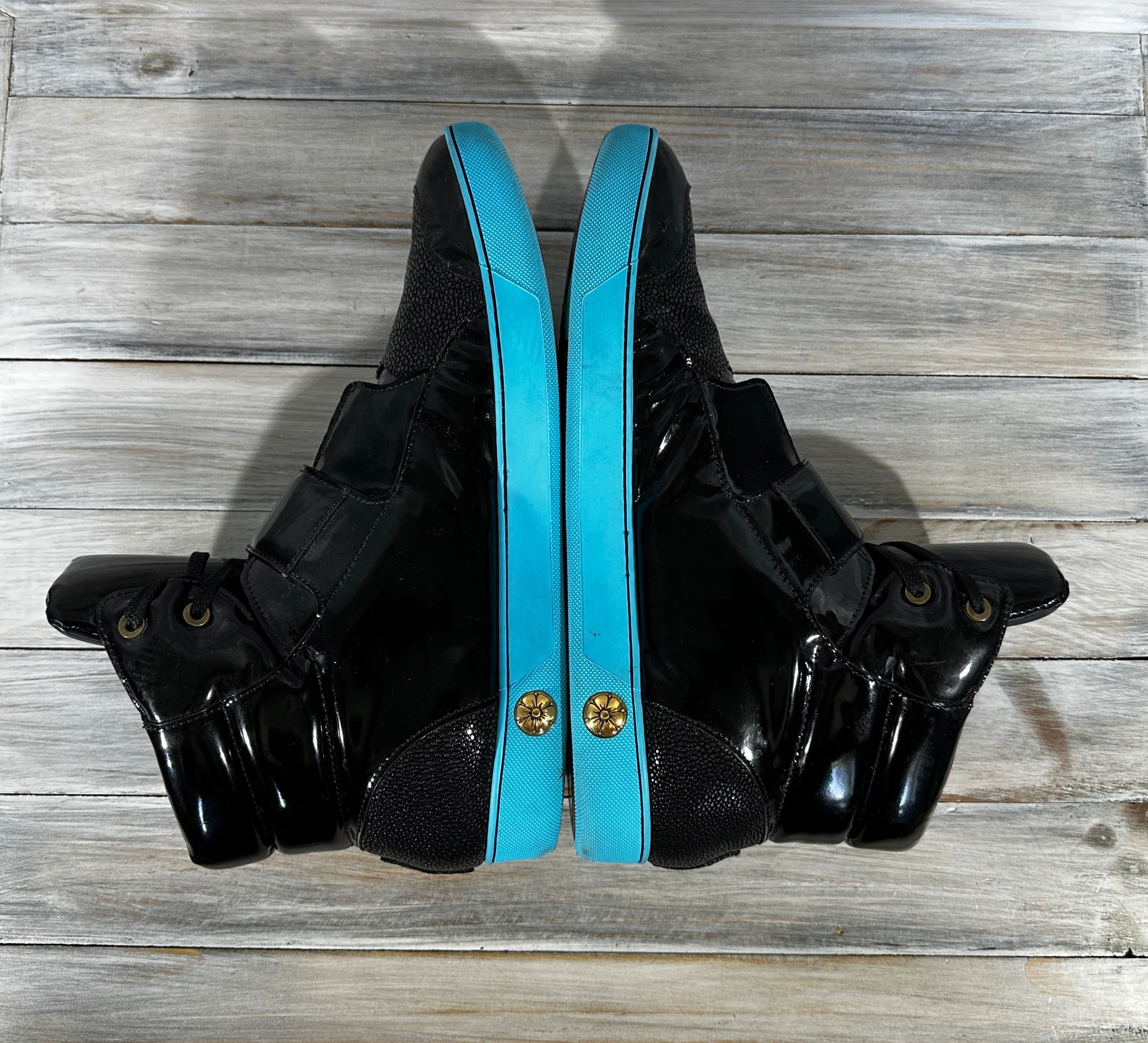 Leather Stress By Navyboot SBNB Men's Patent Leather Mid Sneakers Size US 11 / EU 44 - 9 Thumbnail