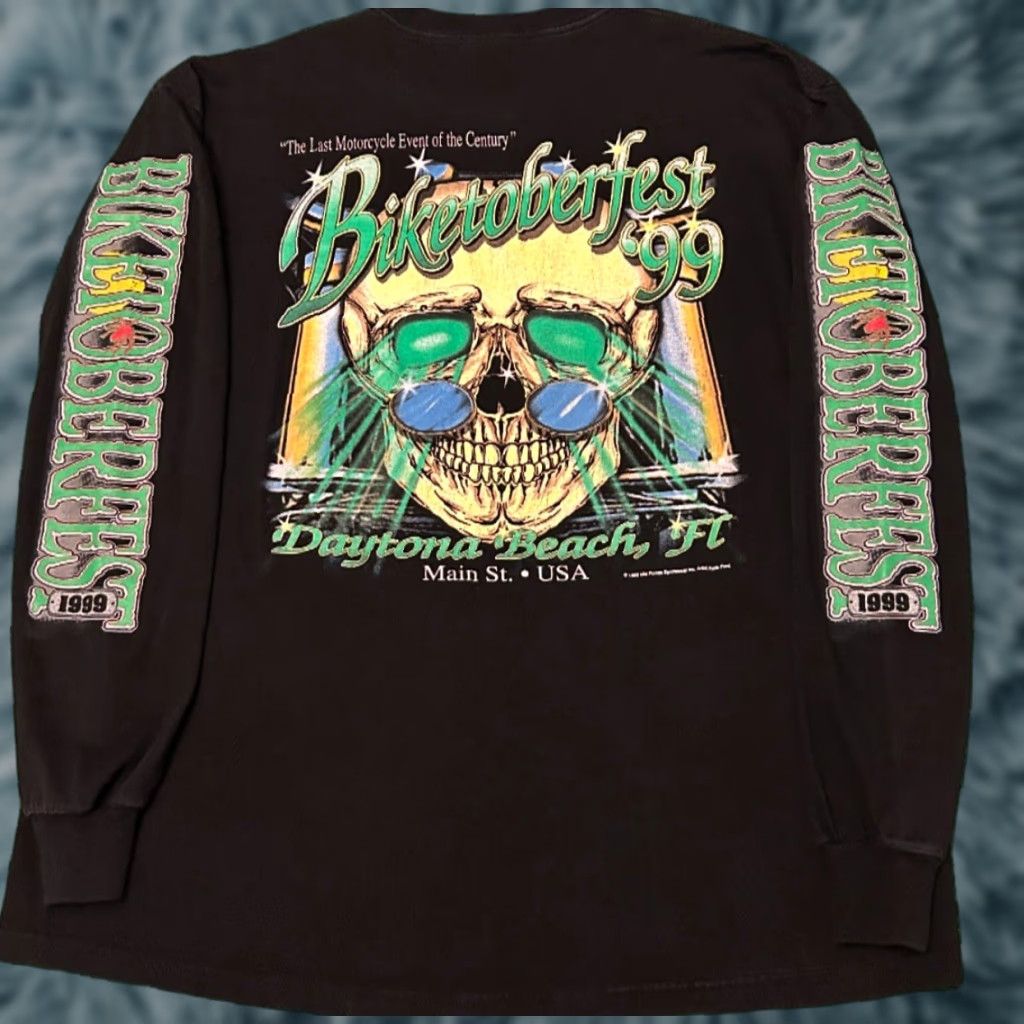 Vintage VINTAGE 90s White Eagle FL Biker Skull Sleeve Hit 1999 VTG LongSleeve Shirt 2XL Black Mens Size US XXL / EU 58 / 5 - 1 Thumbnail