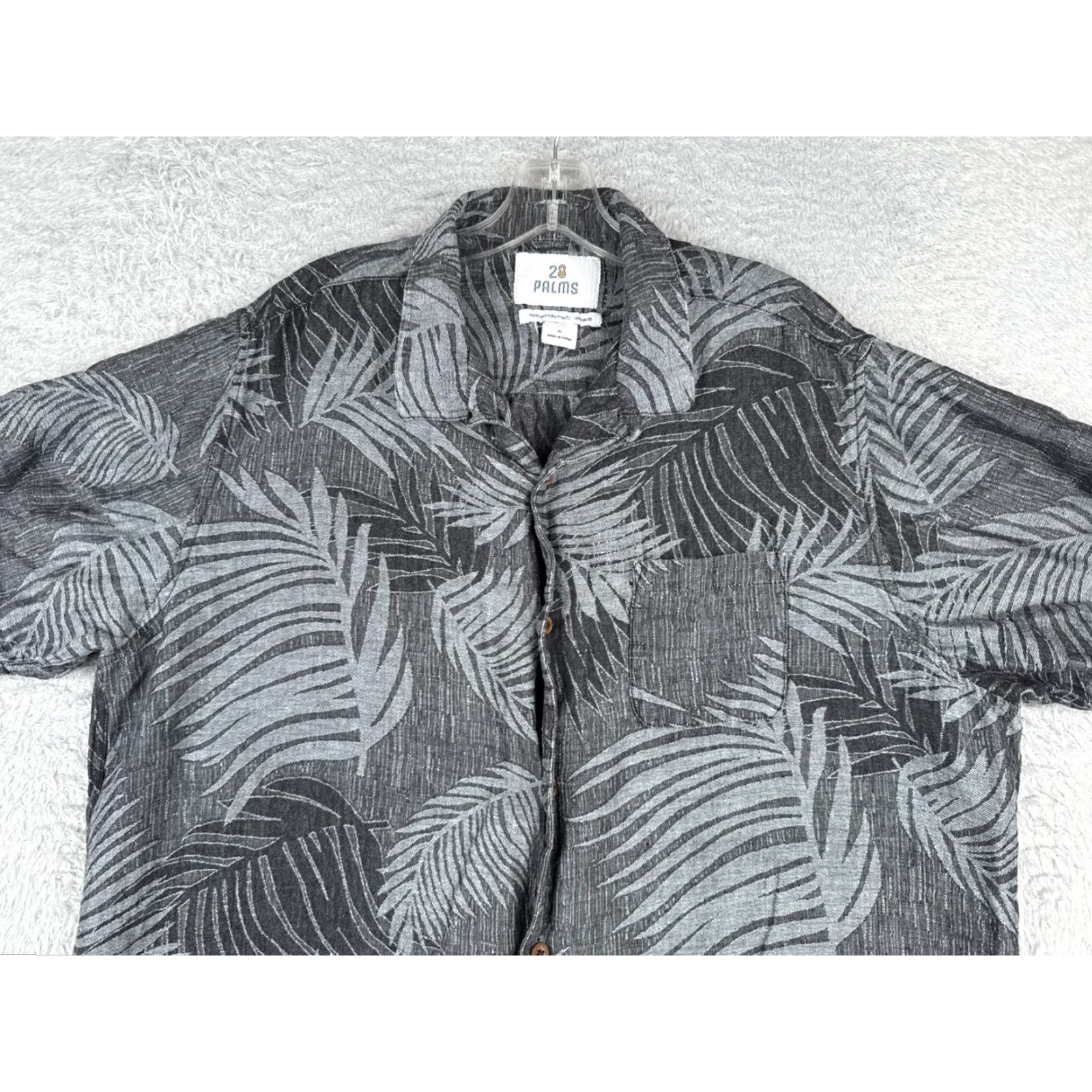 Vintage 28 Palms Shirt Men XL Gray Palm Leaf Hawaiian Button Up Silk Blend Linen Size US XL / EU 56 / 4 - 4 Thumbnail