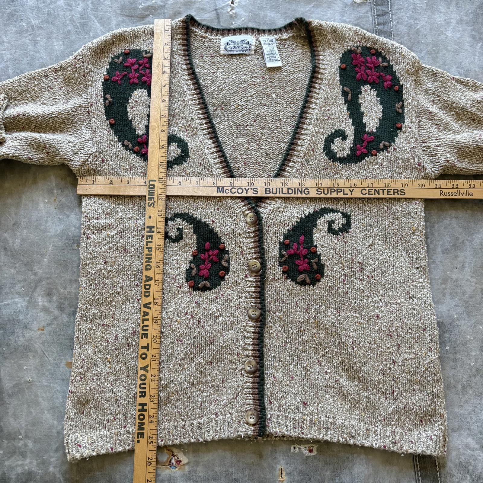 Vintage Vintage 90s Paisley Floral Cottage Unique Sweater Cardigan Size M / US 6-8 / IT 42-44 - 4 Thumbnail