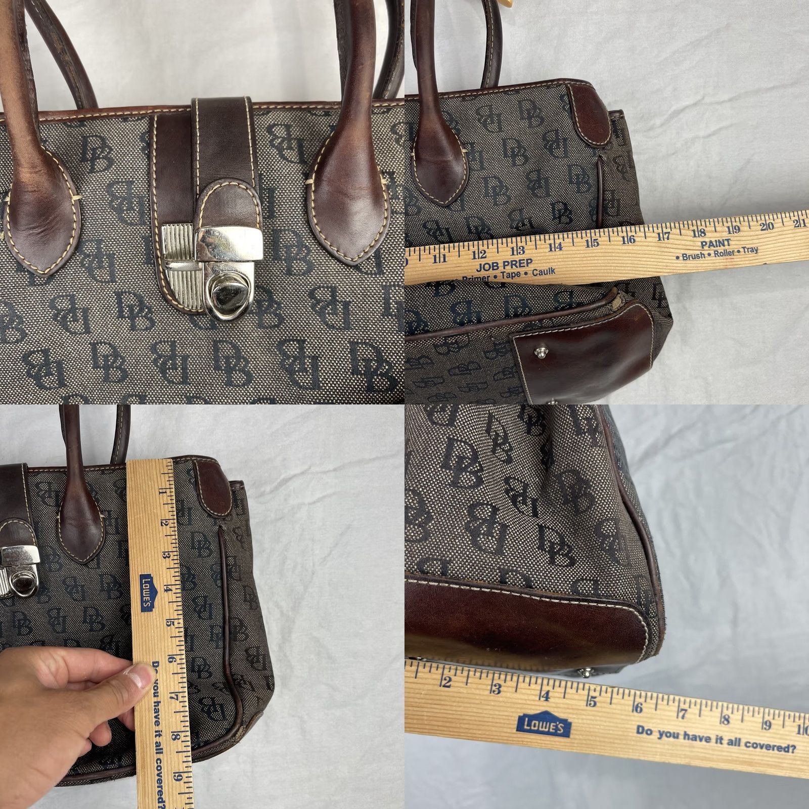 Dooney & Bourke Dooney & Bourke Tote Bag Womens Brown Logo Canvas Leather Shoulder Purse Tote Bag Monogram DB Size ONE SIZE - 8 Thumbnail