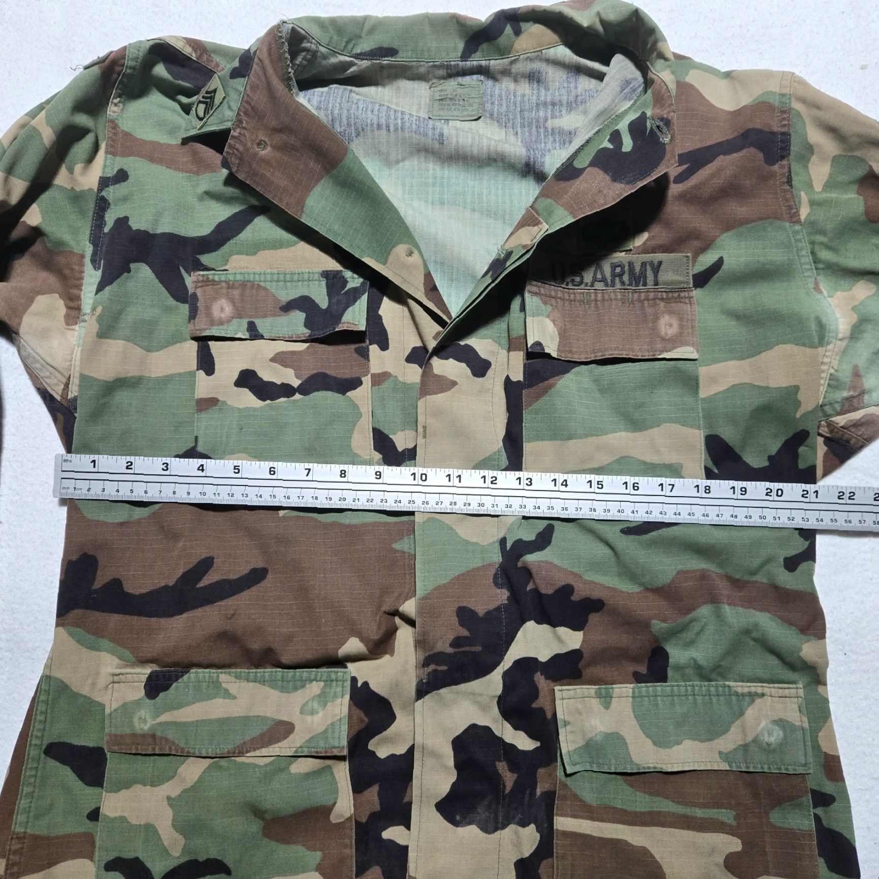 Vintage Military US Army Airborne Hunting Camo Combat Tactical Shirt Field Jacket Men's L Large Size US L / EU 52-54 / 3 - 7 Thumbnail