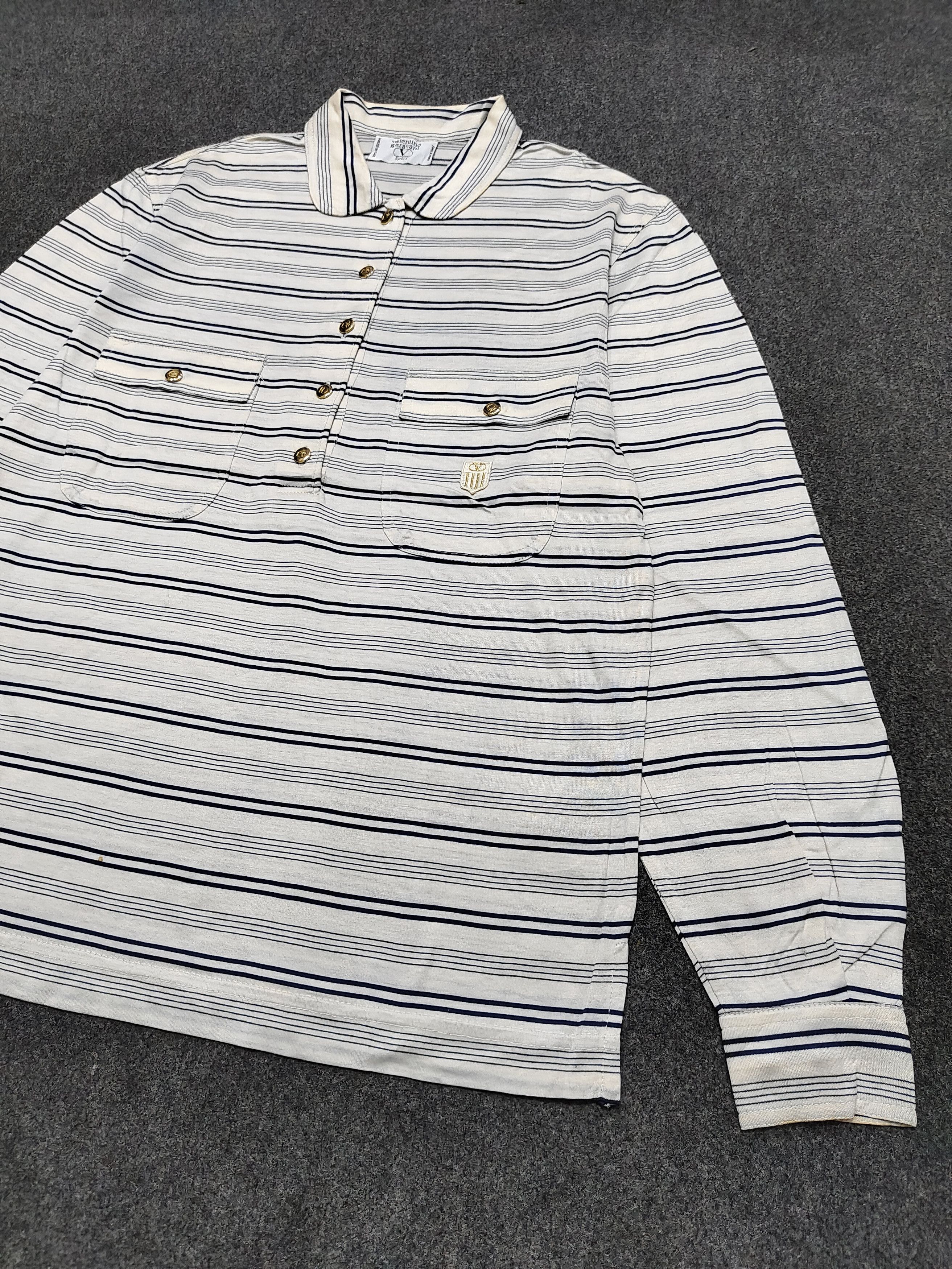 Valentino 80s Valentino Garavani Sport Striped Polo Shirt Size M / US 6-8 / IT 42-44 - 2 Thumbnail