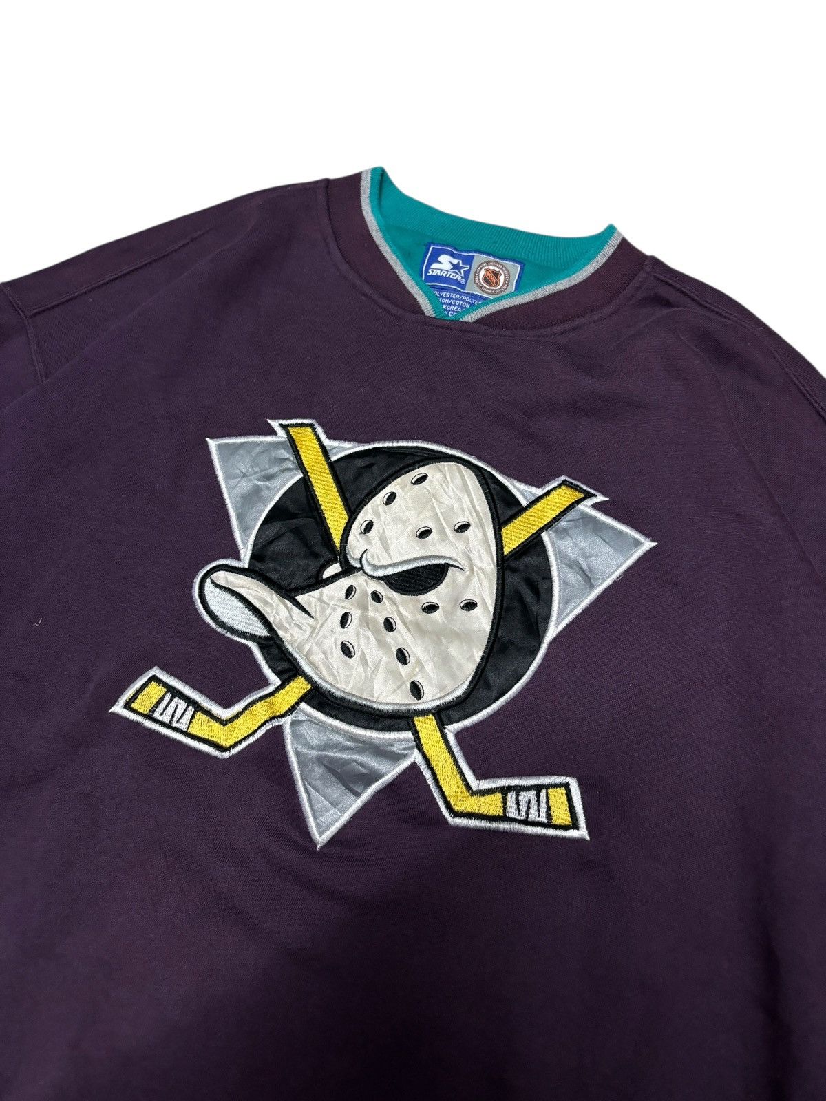 NHL (NEED GONE) Vintage 90's NHL Starter Mighty Duck Crewneck Size US L / EU 52-54 / 3 - 2 Thumbnail