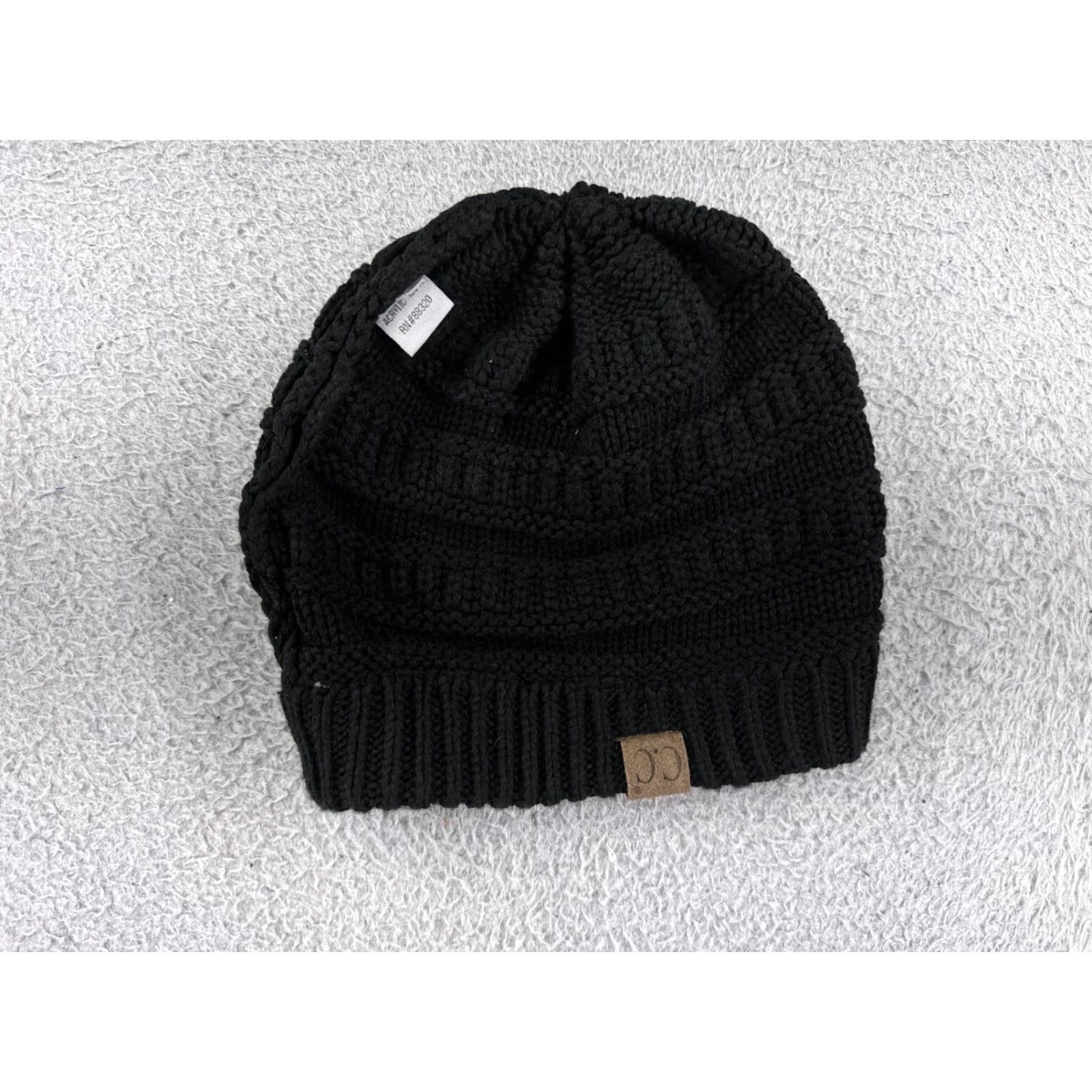 Vintage CC Beanie Toque Womens One Size Black 100% Acrylic Knit Ski Camping Warm Size ONE SIZE - 5 Thumbnail