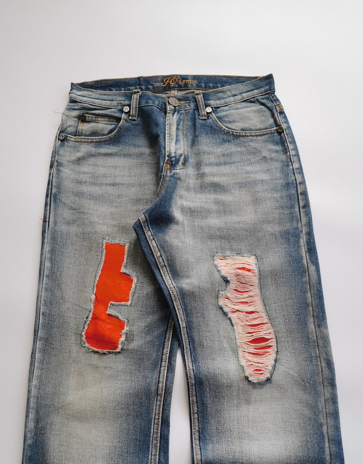 Japanese Brand Joism Japan Red Patchwork Denim Jeans Size US 30 / EU 46 - 2 Thumbnail