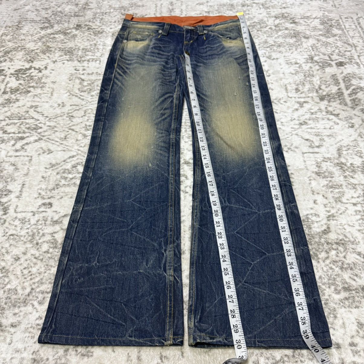Japanese Brand 2000s Red Pepper Japan Embroidery Skull Flare Wide Leg Jeans Size 29" - 13 Thumbnail