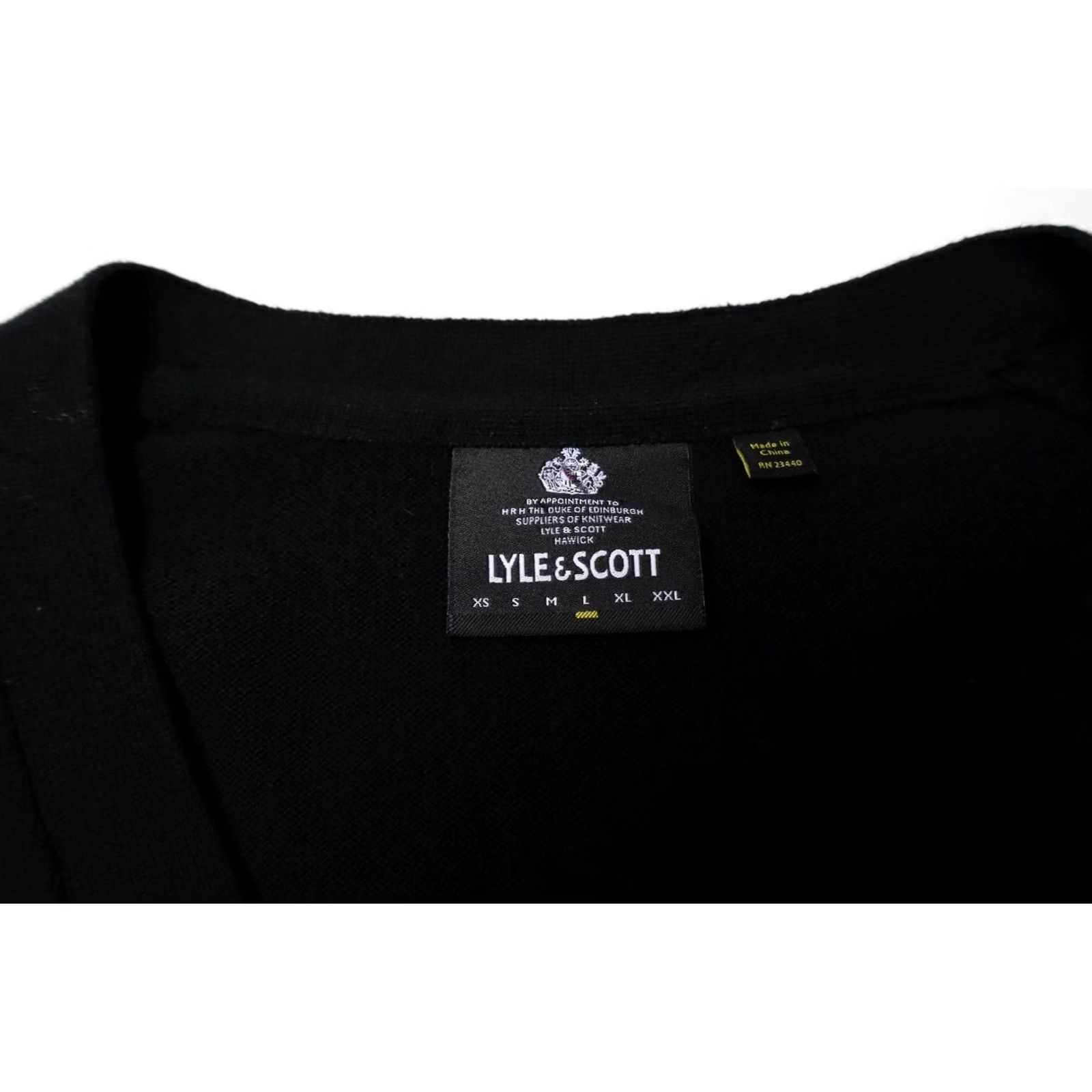 Lyle & Scott LYLE & SCOTT Jumper Cardigan V-Neck Wool Blend Black Large Mens Size US L / EU 52-54 / 3 - 5 Thumbnail