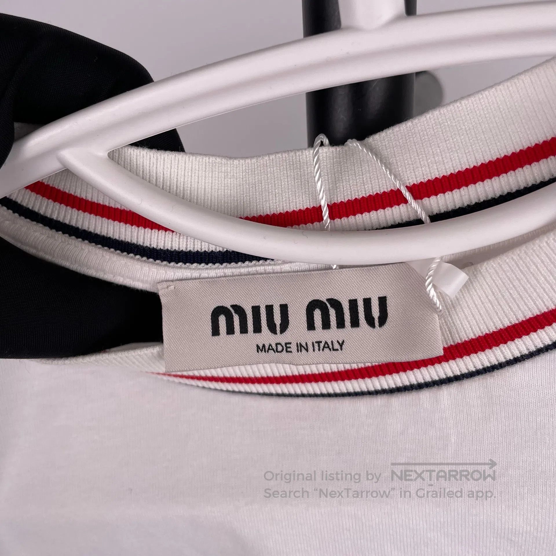 Miu Miu Miu Miu Round Neck Letter Embroidered White Short Sleeve L Size M / US 6-8 / IT 42-44 - 5 Thumbnail