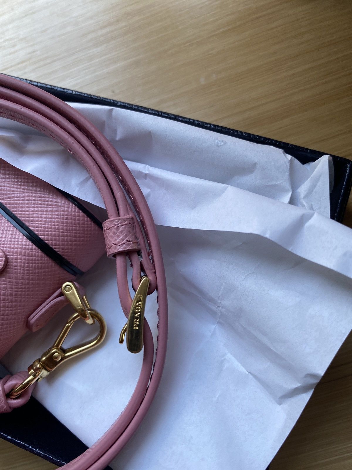 Prada Prada Saffiano Leather AirPods Case w/ Strap Size ONE SIZE - 7 Thumbnail