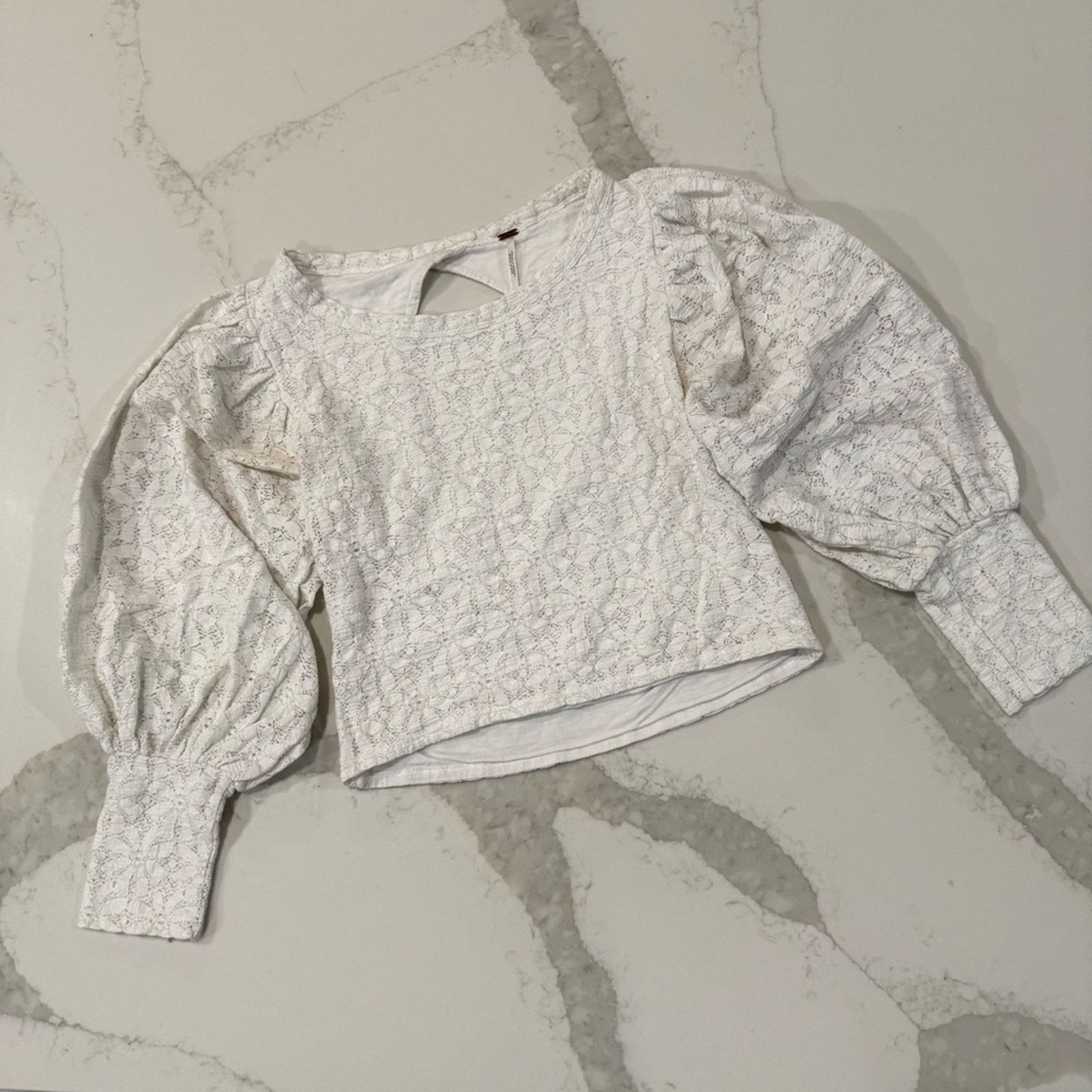Free People Free People Jasmine Puff Sleeve Lace Crop Top Womens Medium Size M / US 6-8 / IT 42-44 - 5 Thumbnail