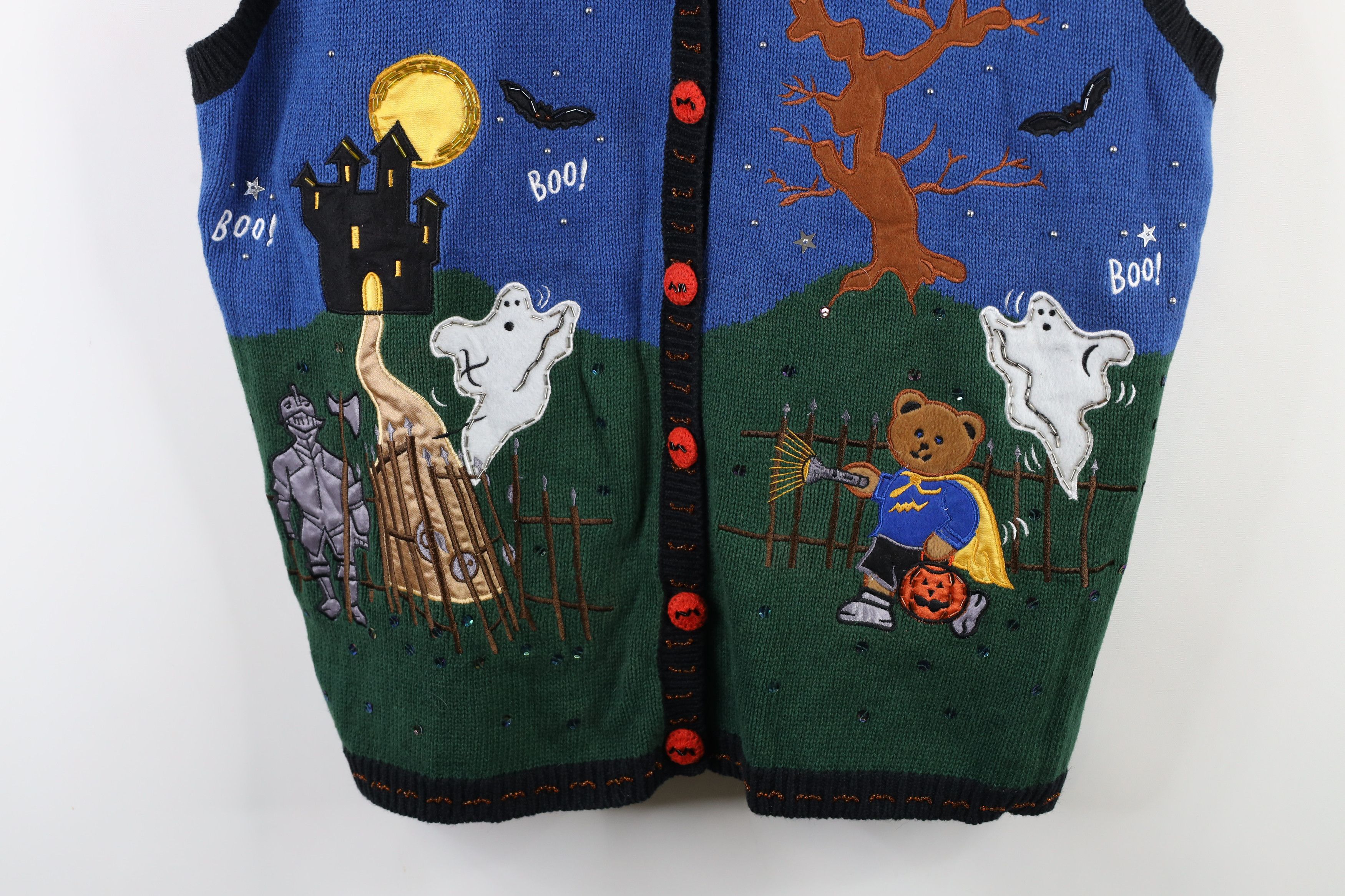 Vintage Vintage 90s Streetwear Halloween Knit Cardigan Sweater Vest Size XL / US 12-14 / IT 48-50 - 3 Thumbnail