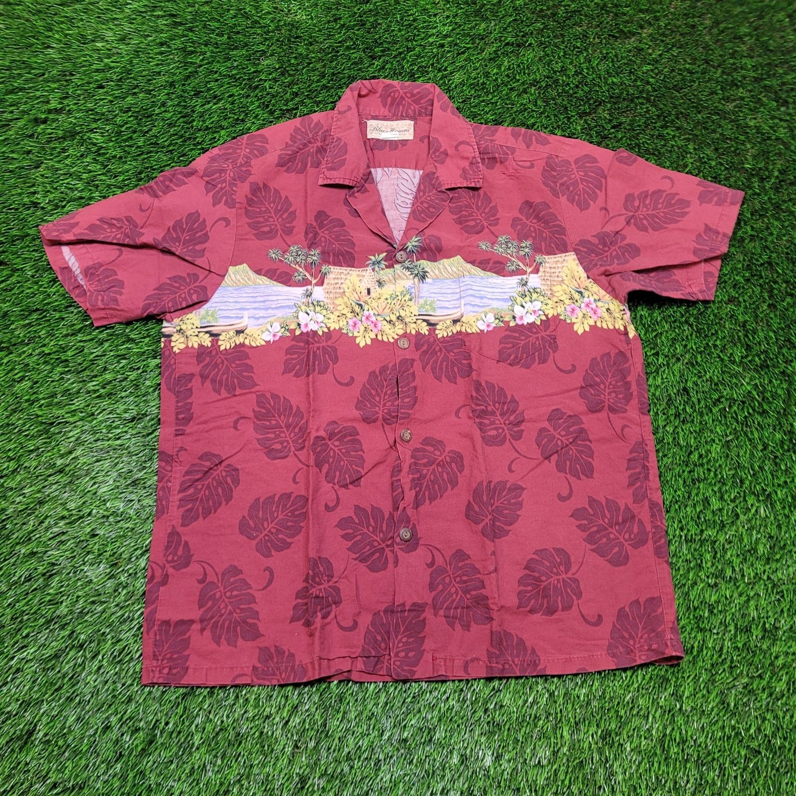 Vintage VTG 80s Blue Hawaii Scenic Border Print Aloha Shirt XL USA Size US XL / EU 56 / 4 - 1 Thumbnail