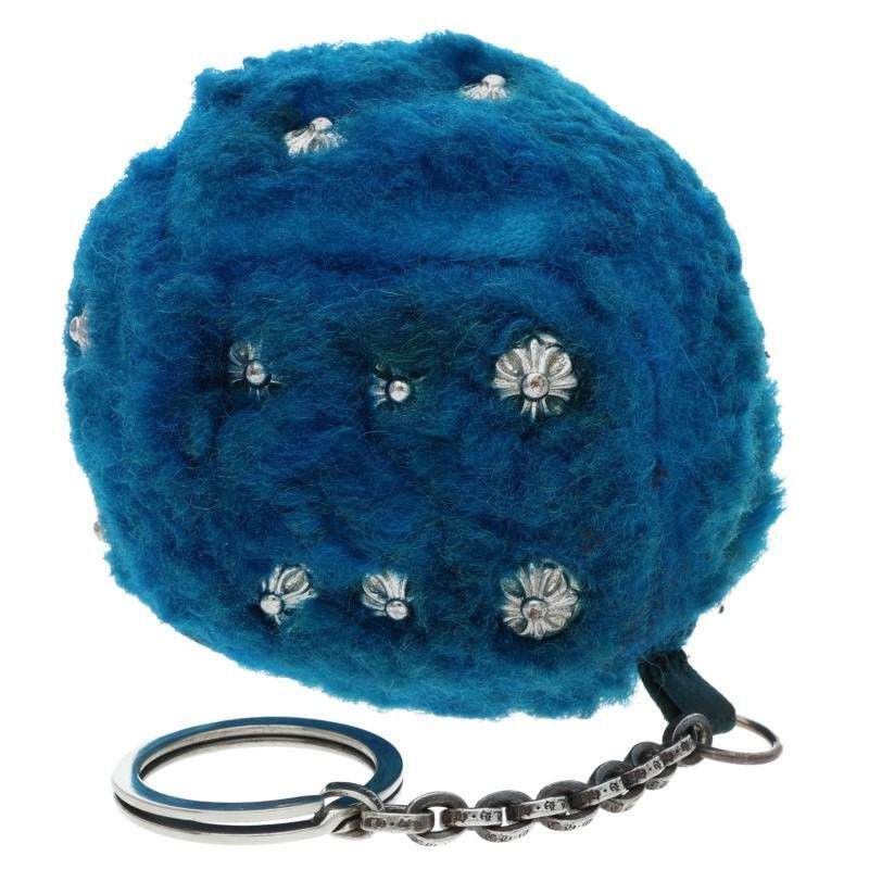 Chrome Hearts Fuzzy Dice Key Ring Cross Button
